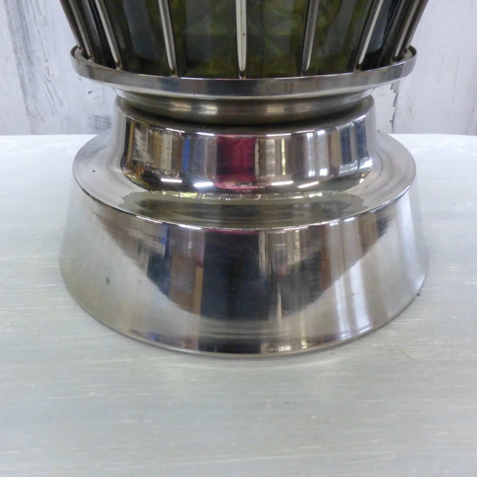 1970s Mid Century Caged Smoke Glass & Chrome Large Table Lamp - 7