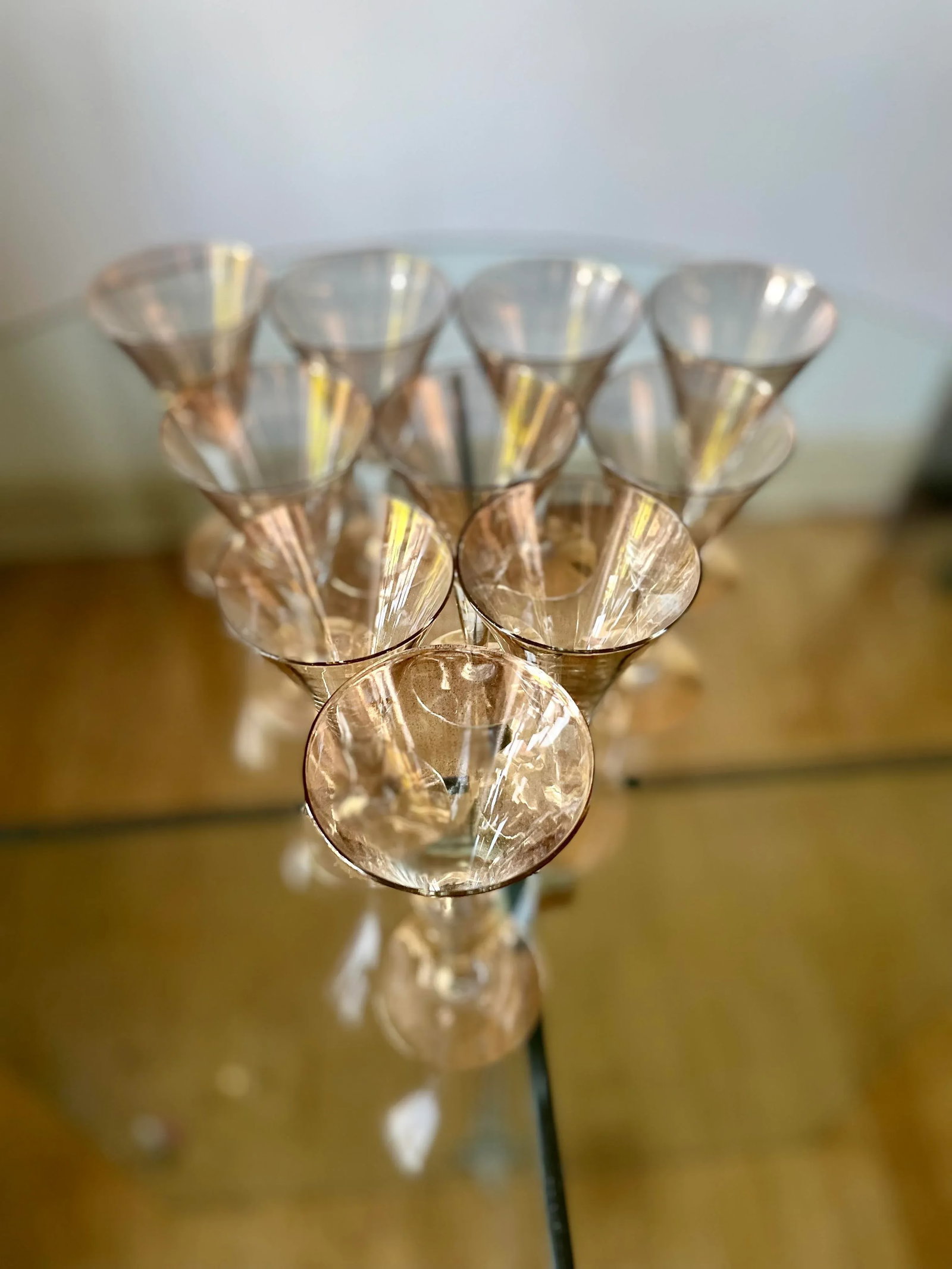 Vintage Dorothy Thorpe Gold Fleck Small Trumpet Cocktail Glasses - Set of 10 - 5