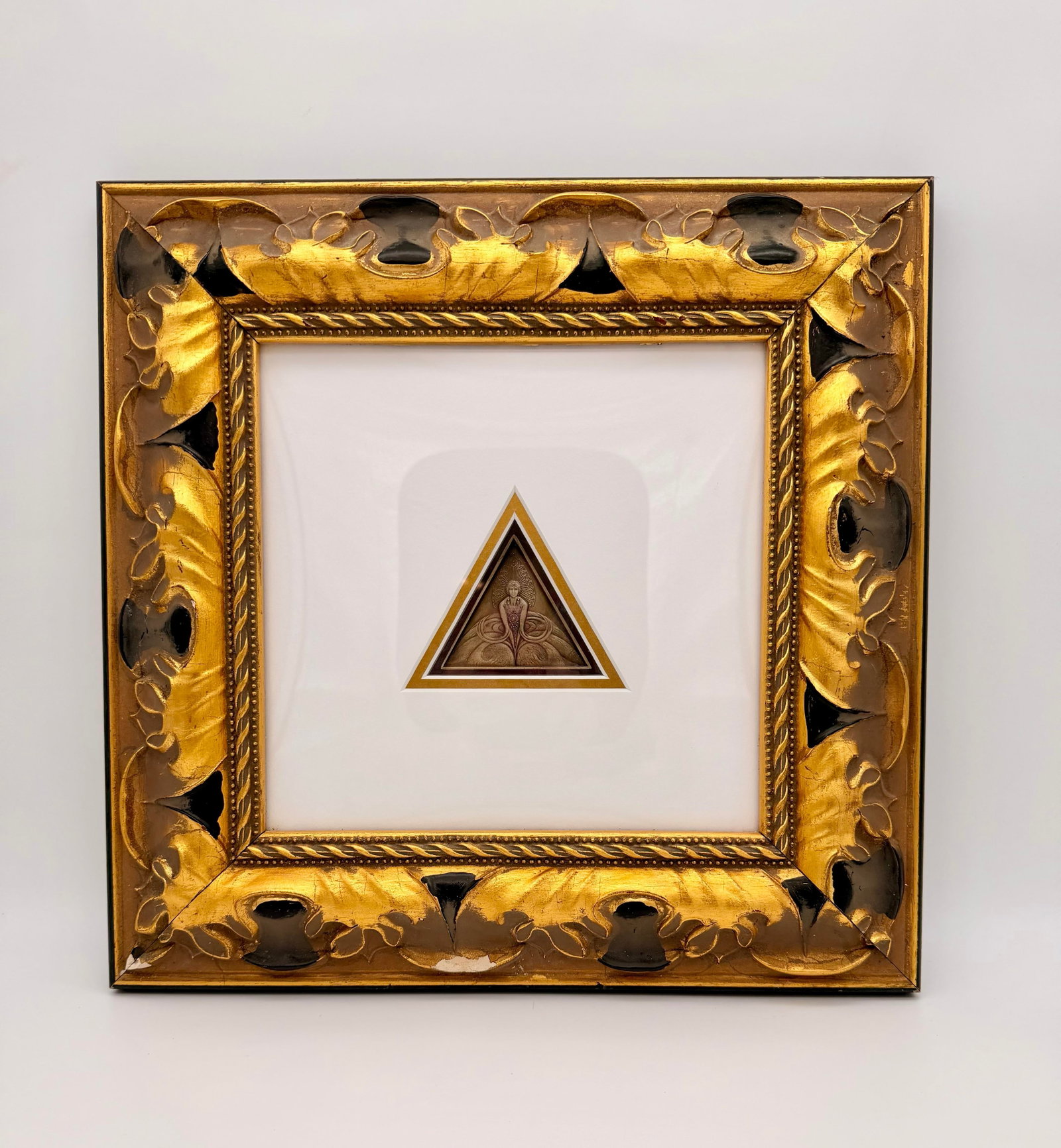 Art Deco Pair of Erte Limited Edition Bronze Medallions in Gold & Black Gilt Frames - 6
