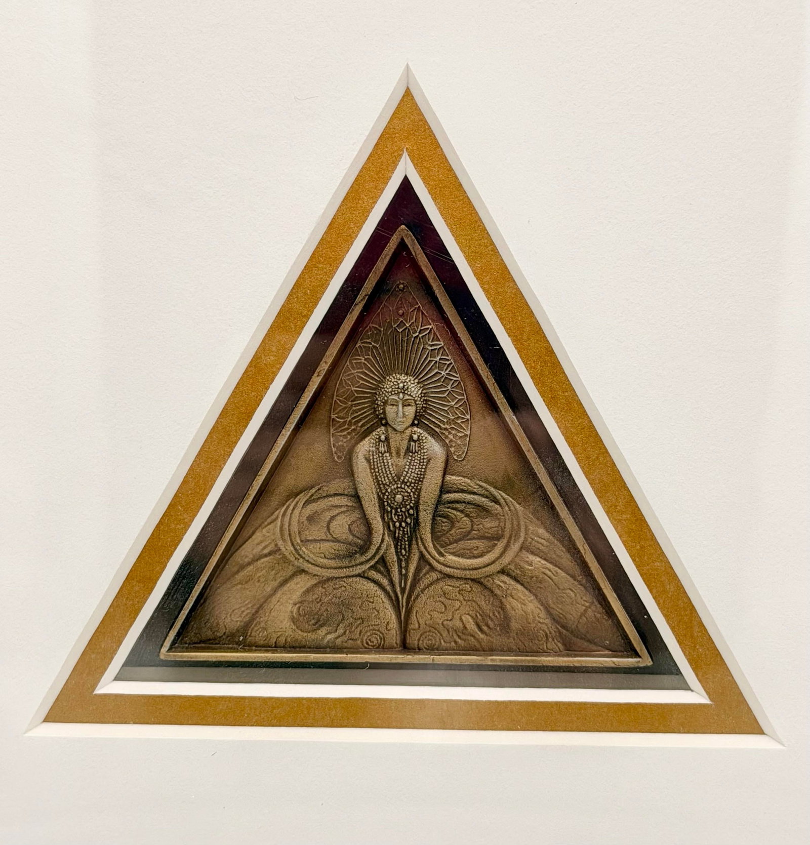 Art Deco Pair of Erte Limited Edition Bronze Medallions in Gold & Black Gilt Frames - 8