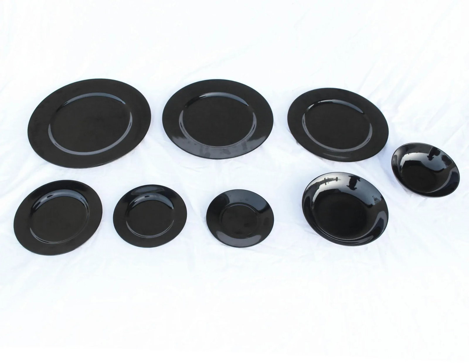 1970's Black Modern Taitu 'Uno' by Emilio Bergamin Plate & Bowl Dish Set - Set of 76 - 4
