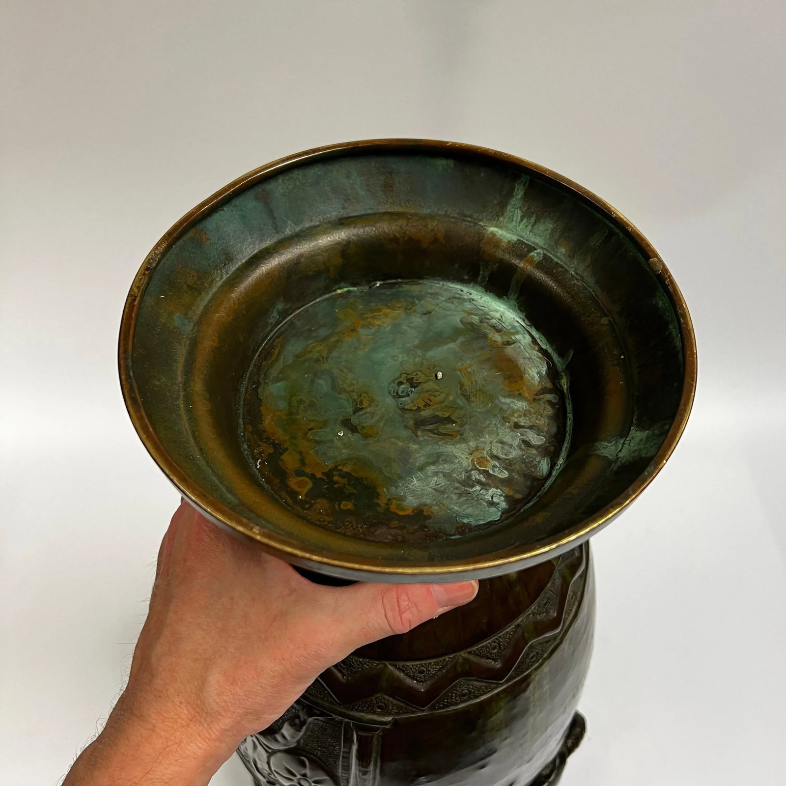 Bronze Greek Volute Krater Vase - 7