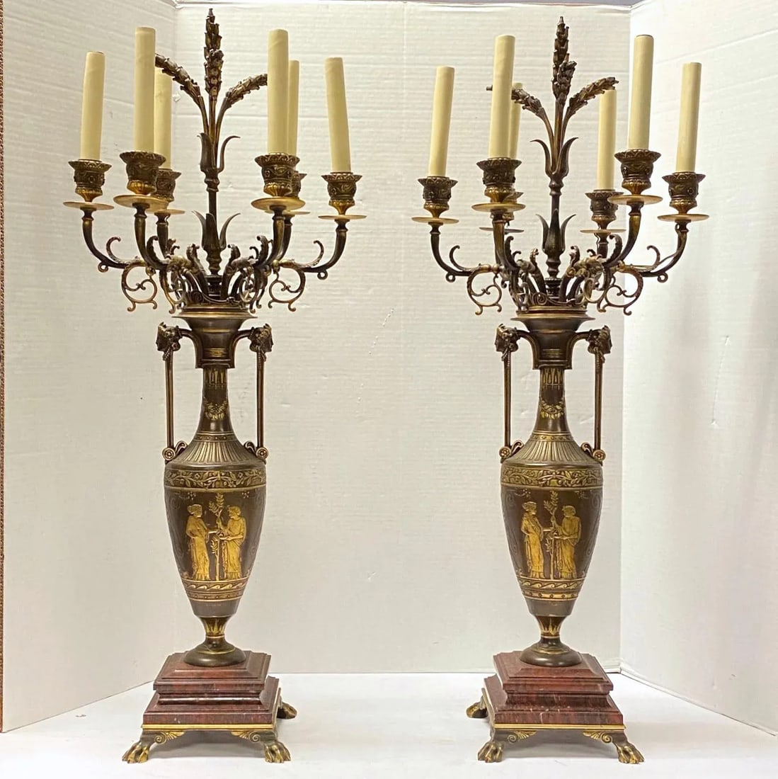 Greek revival F. Barbediene Bronze Candelabras - A Pair - 8
