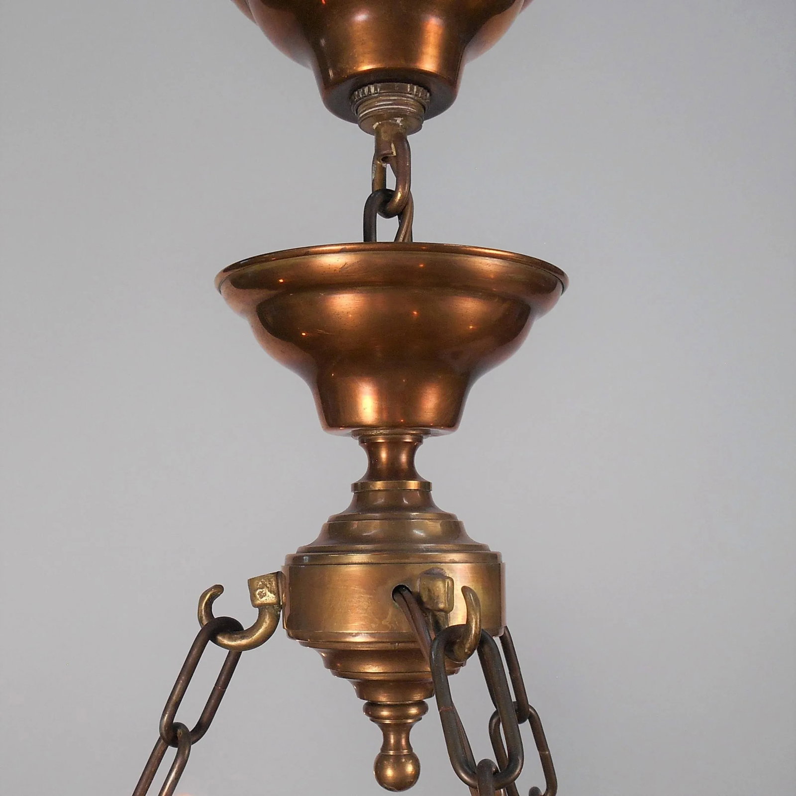 1970s Copper & Brass Bugle Arm Chandelier - 5