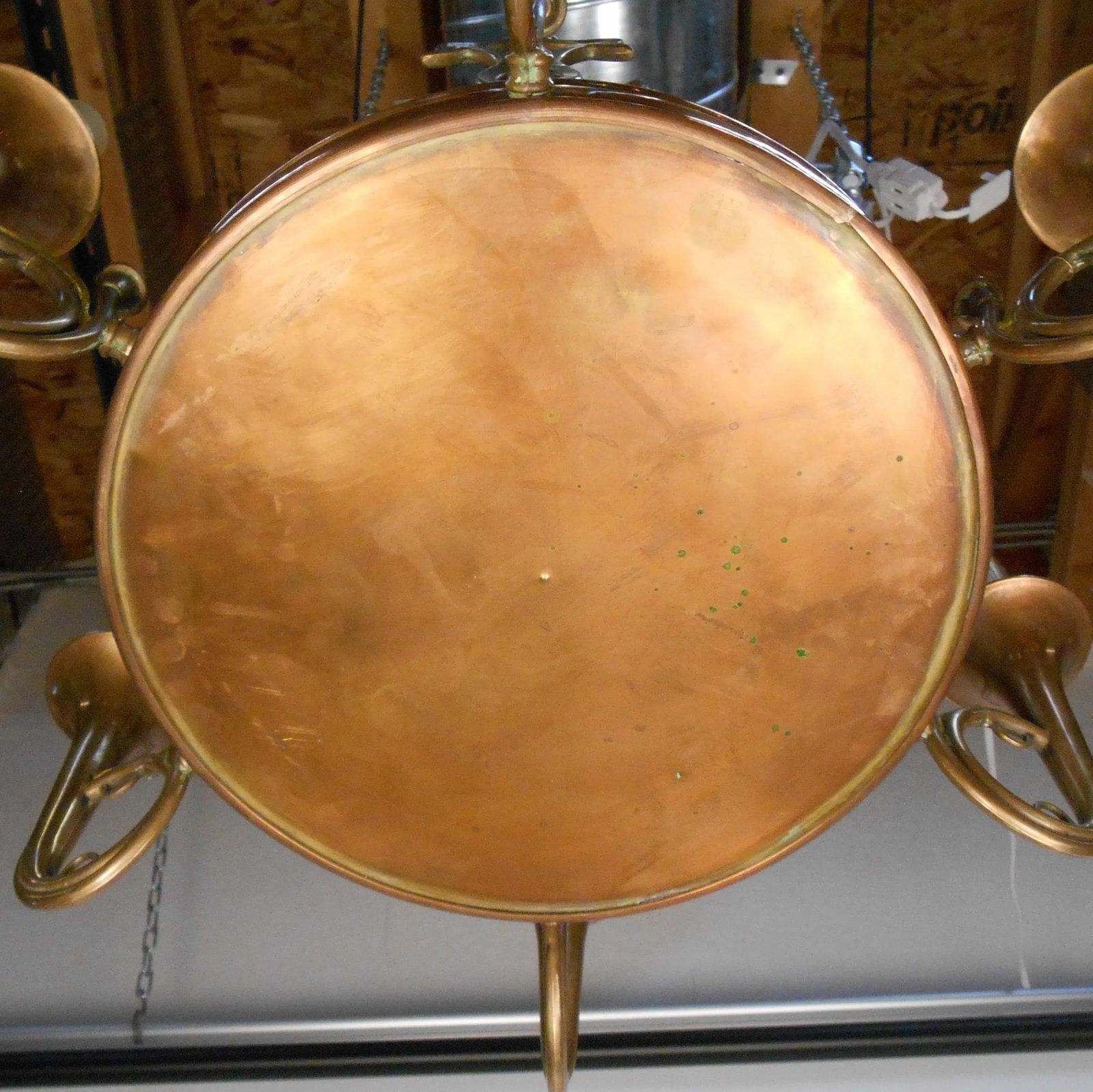 1970s Copper & Brass Bugle Arm Chandelier - 8