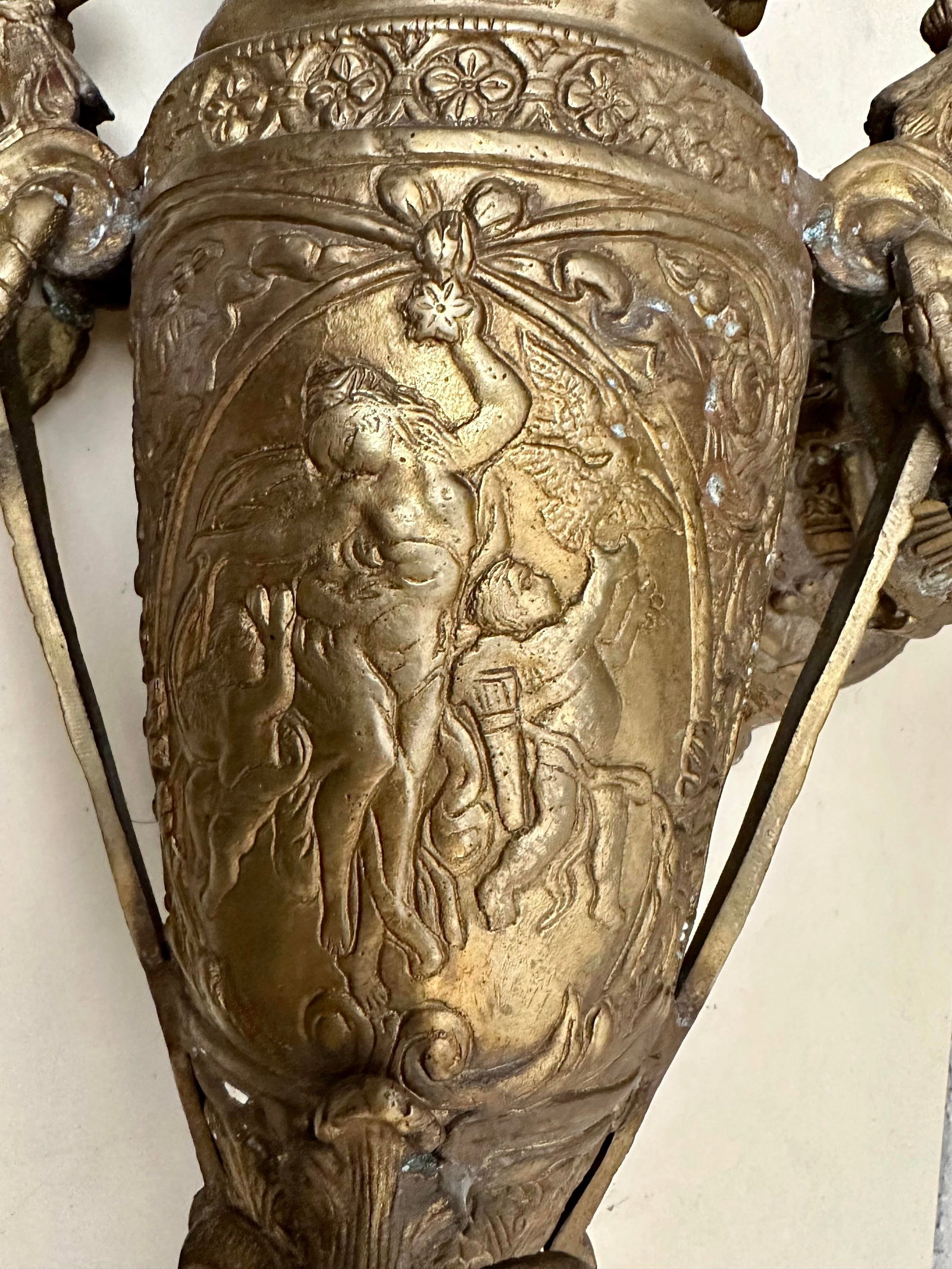 Late 20th Century Pair of Bronze French Neoclassical Figural Handle Urns - 10