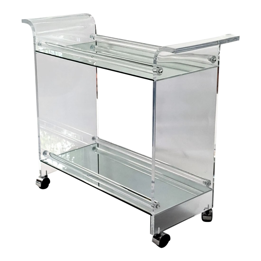 Vintage Two Tier Lucite and Mirror Bar Cart Charles Hollis Jones Style (1 of 12)