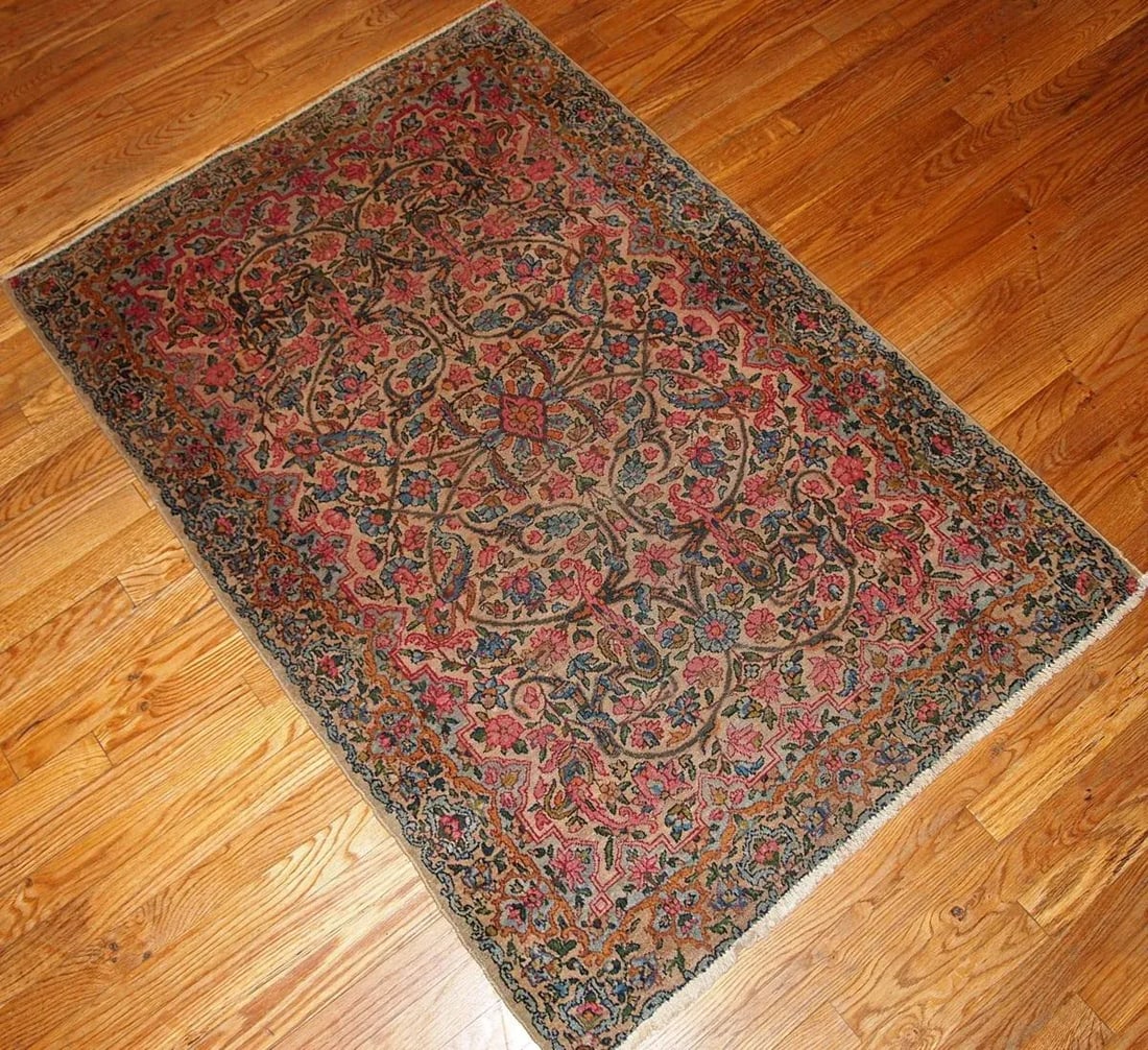 1920s Hand Made Antique Persian Kerman Rug 3.2' X 4.9' - 5