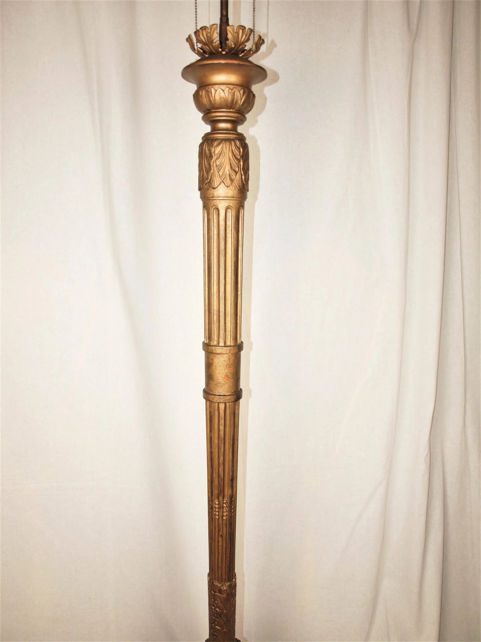 1940s Tall Gold Gilded Wooden Floor Lamp - 5