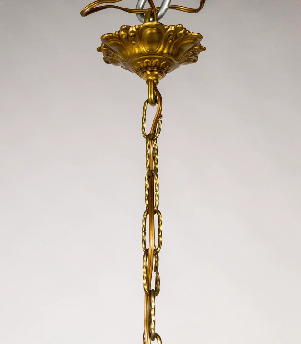 Mid 20th Century Paneled Amber Glass Pendant Light With Crystal Accents - 12