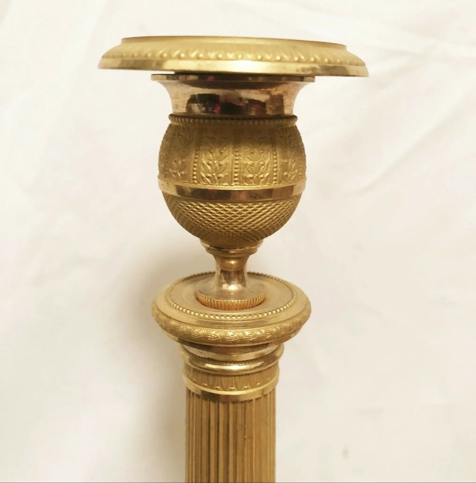 French Empire Gilt Bronze Ormulu Candlesticks - a Pair - 2