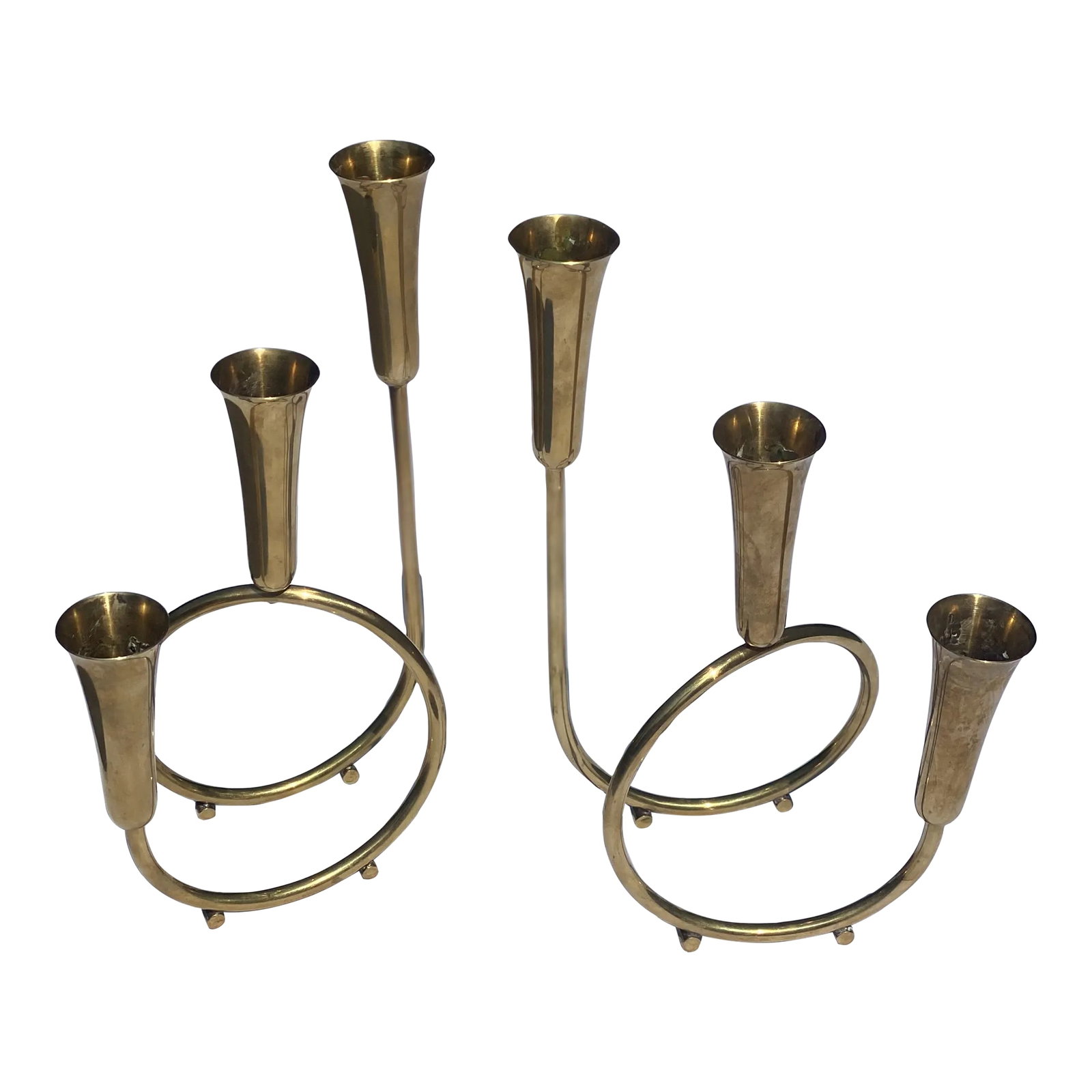 Vintage Mid 20th Century Brass Candlesticks - Pair (1 of 9)