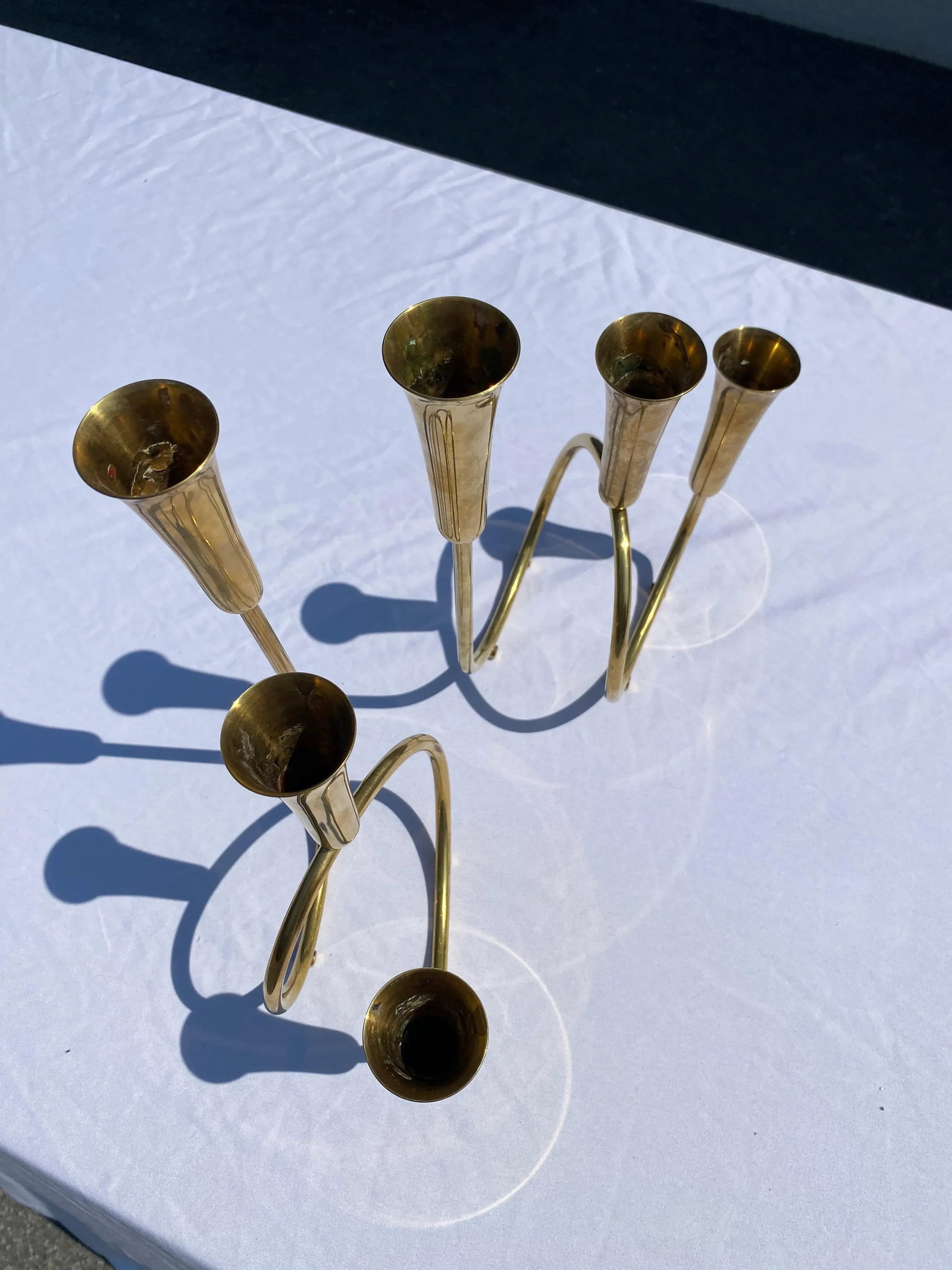 Vintage Mid 20th Century Brass Candlesticks - Pair - 6