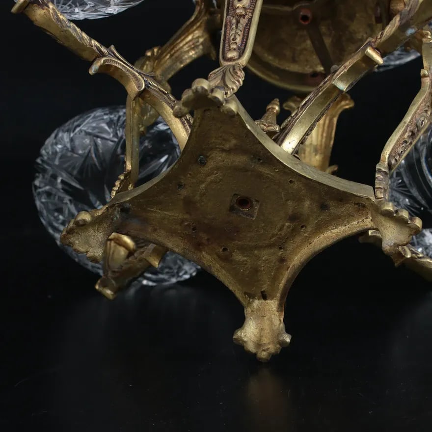 Mid-Late 20th Century Regency Style Bronze and Cut Glass Centerpiece Epergne - 9
