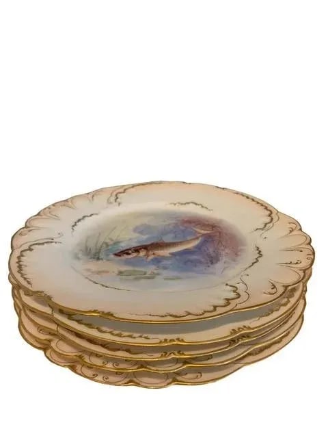 1960s Limoges Hand-Painted Porcelain French Dishware- 13 Pieces - 2