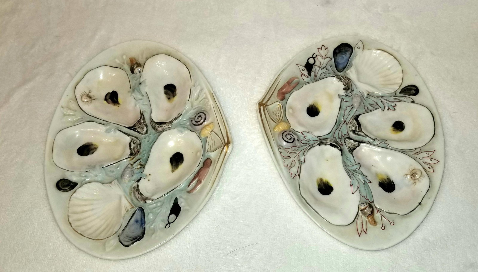 Late 19th Century Antique American Union Porcelain Works Oyster Plates - Set of 2 - 7