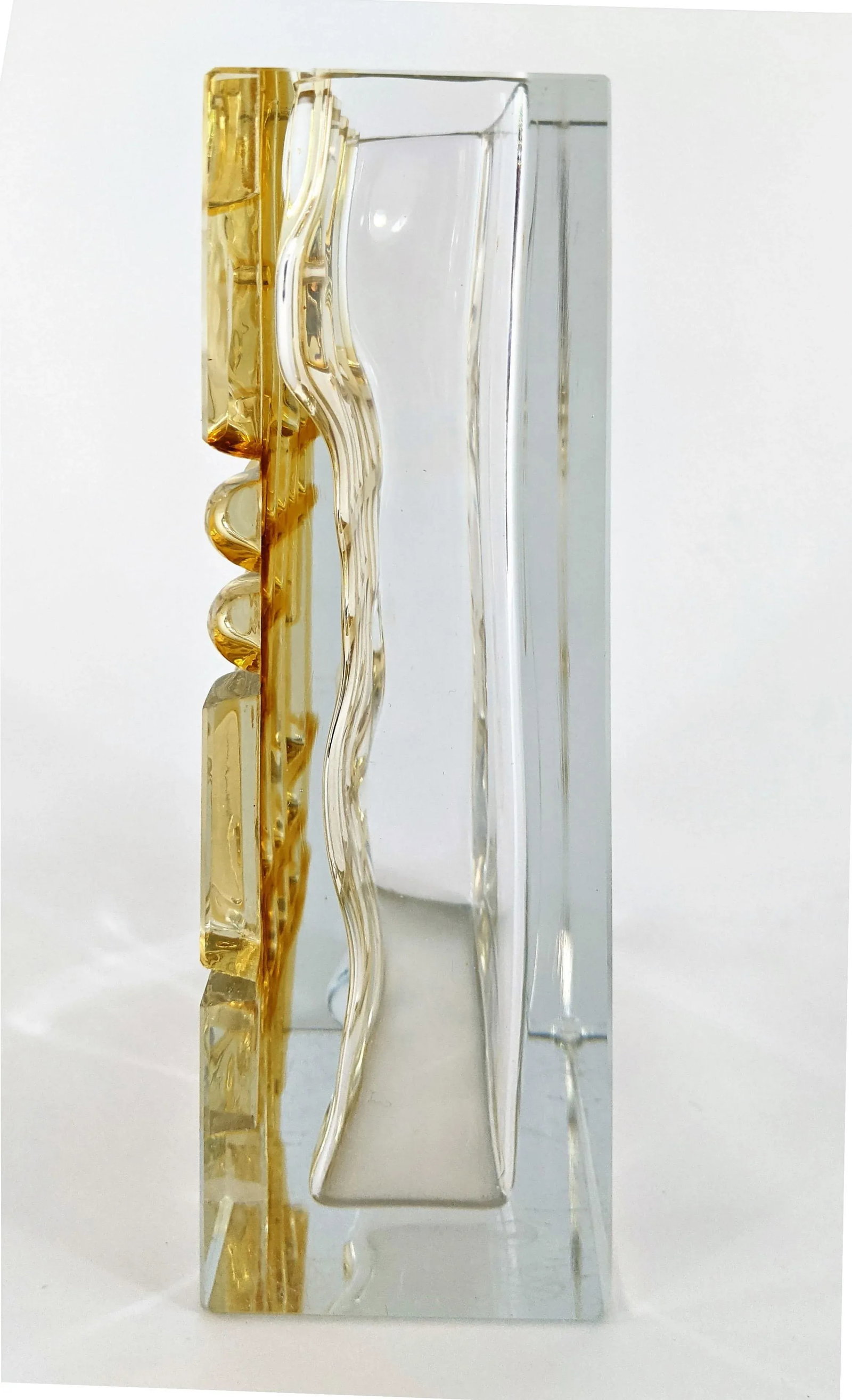 Czech Exbor Designed by Ladislav Oliva Golden Grid Glass Vase 1958 - 6