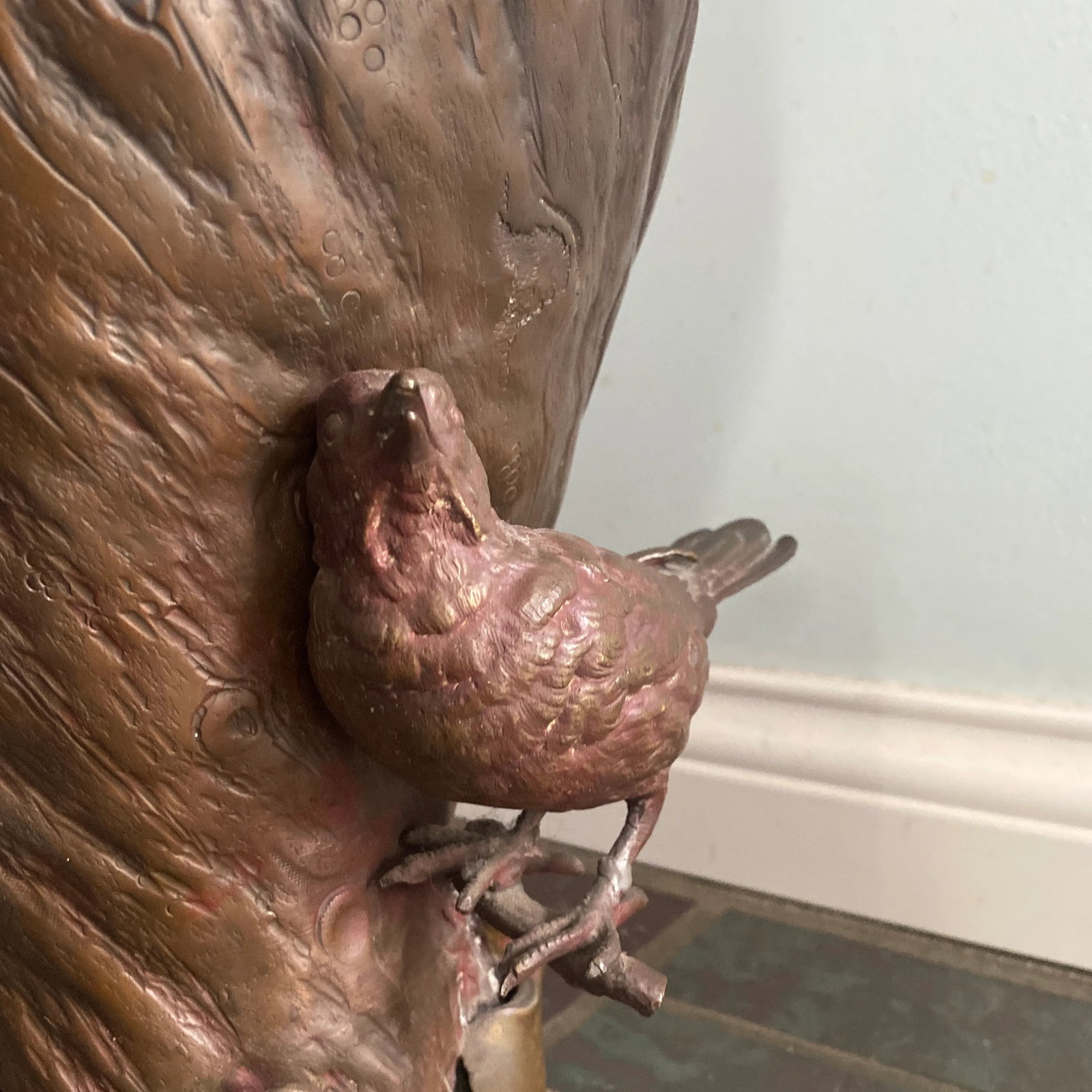 19th Century Figural Bird Copper Bronze Urn - 6