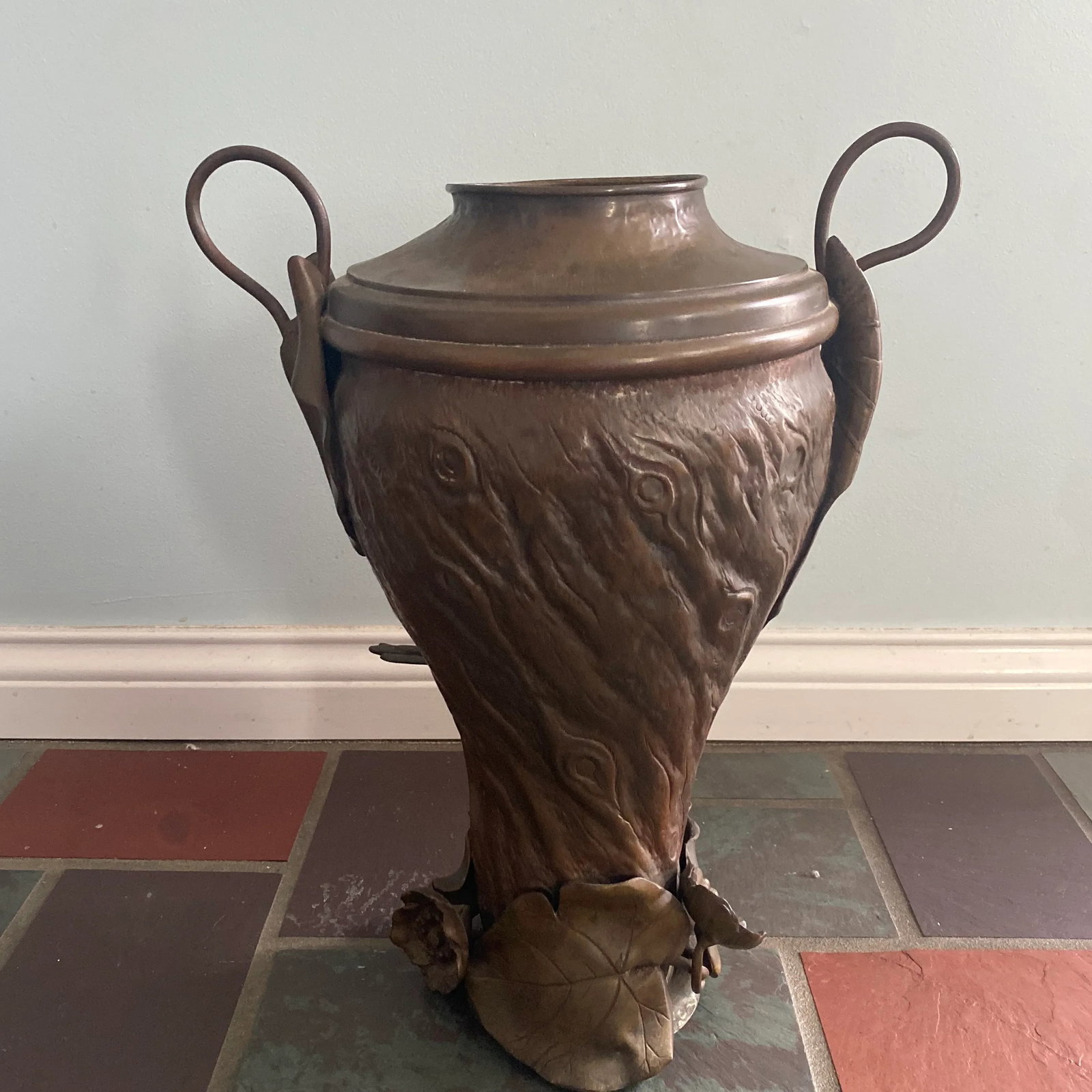 19th Century Figural Bird Copper Bronze Urn - 8