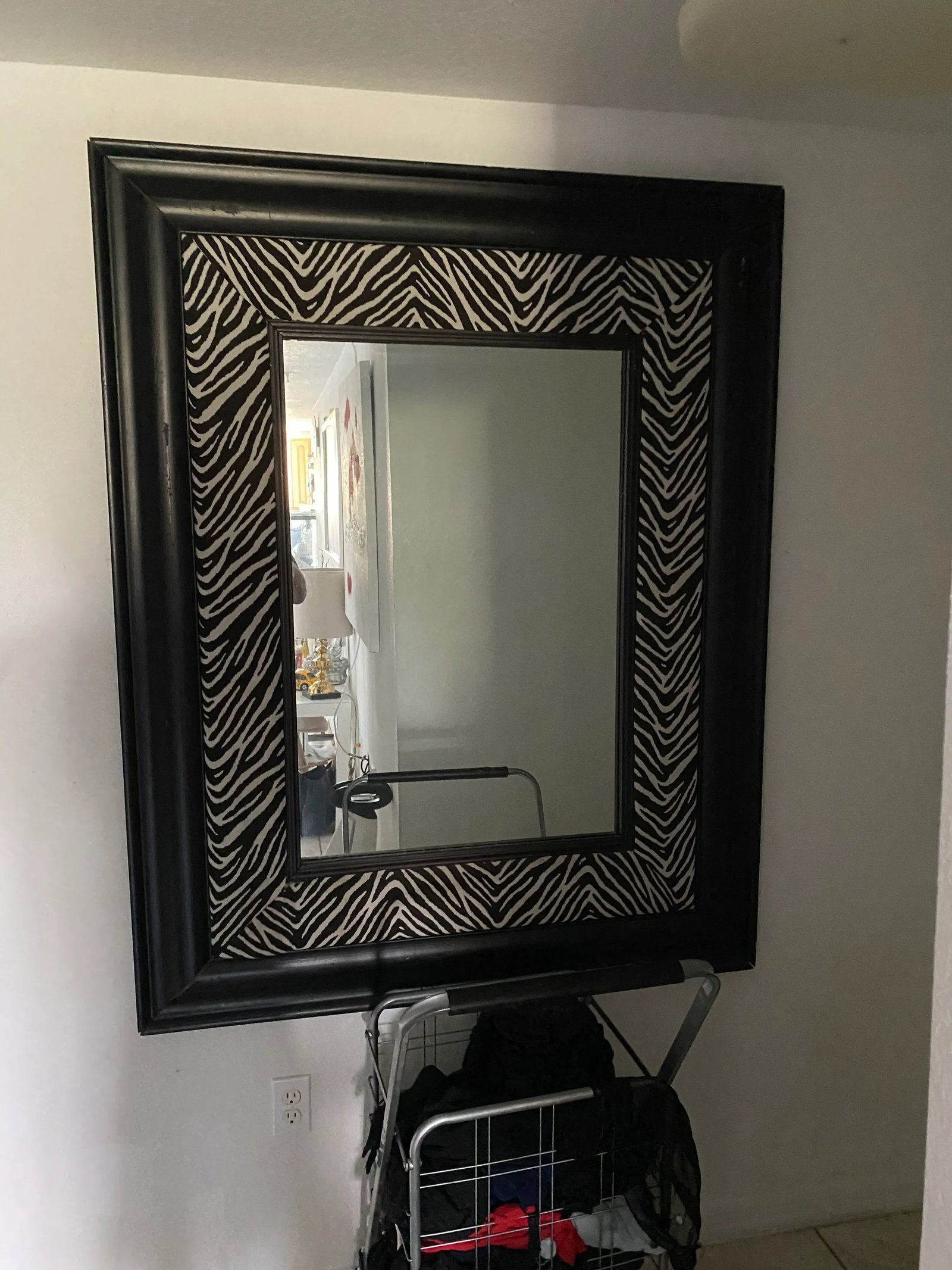 1970s Large Anthony Redmille Style Faux Zebra Mirror - 4