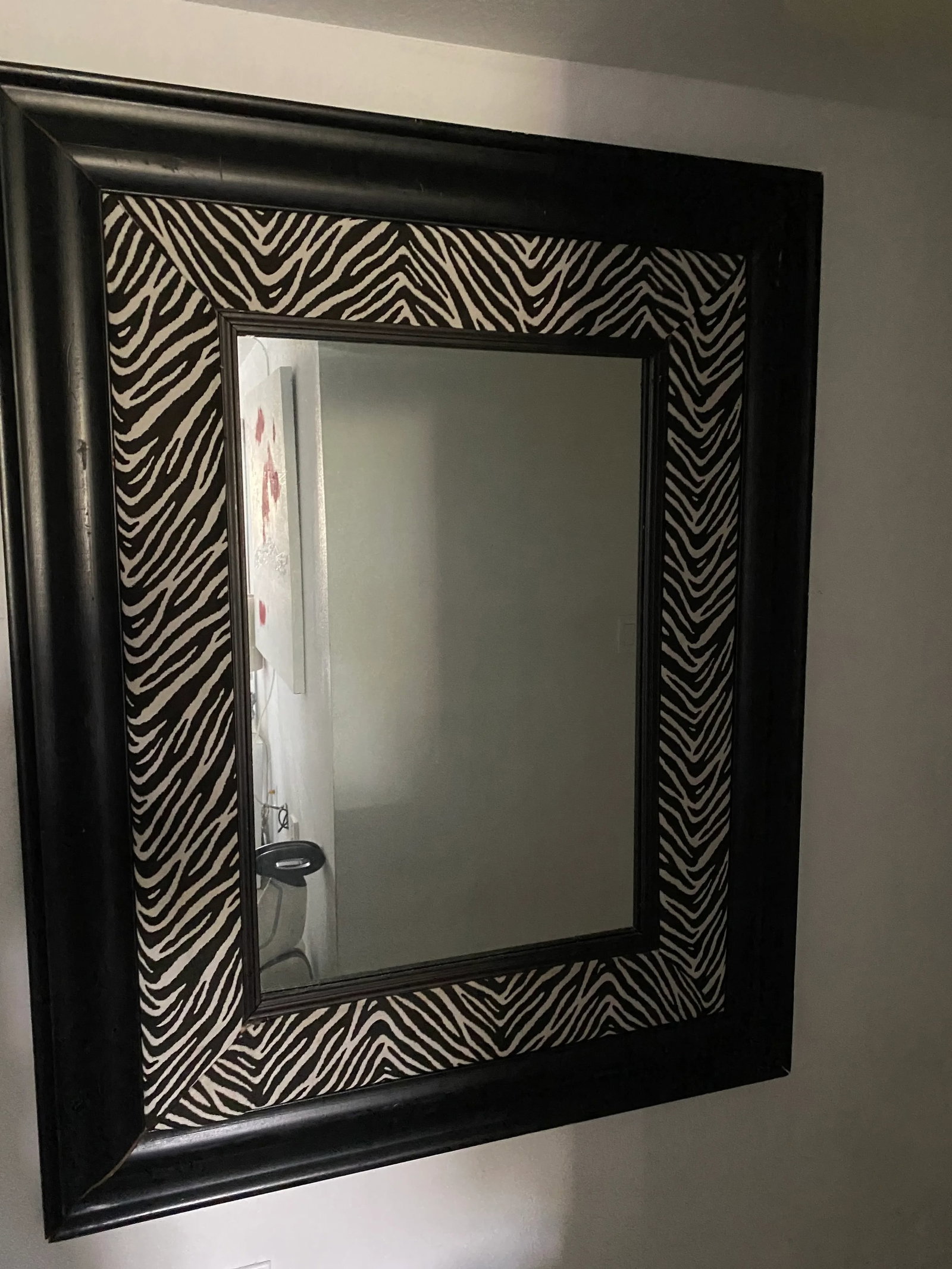 1970s Large Anthony Redmille Style Faux Zebra Mirror - 5