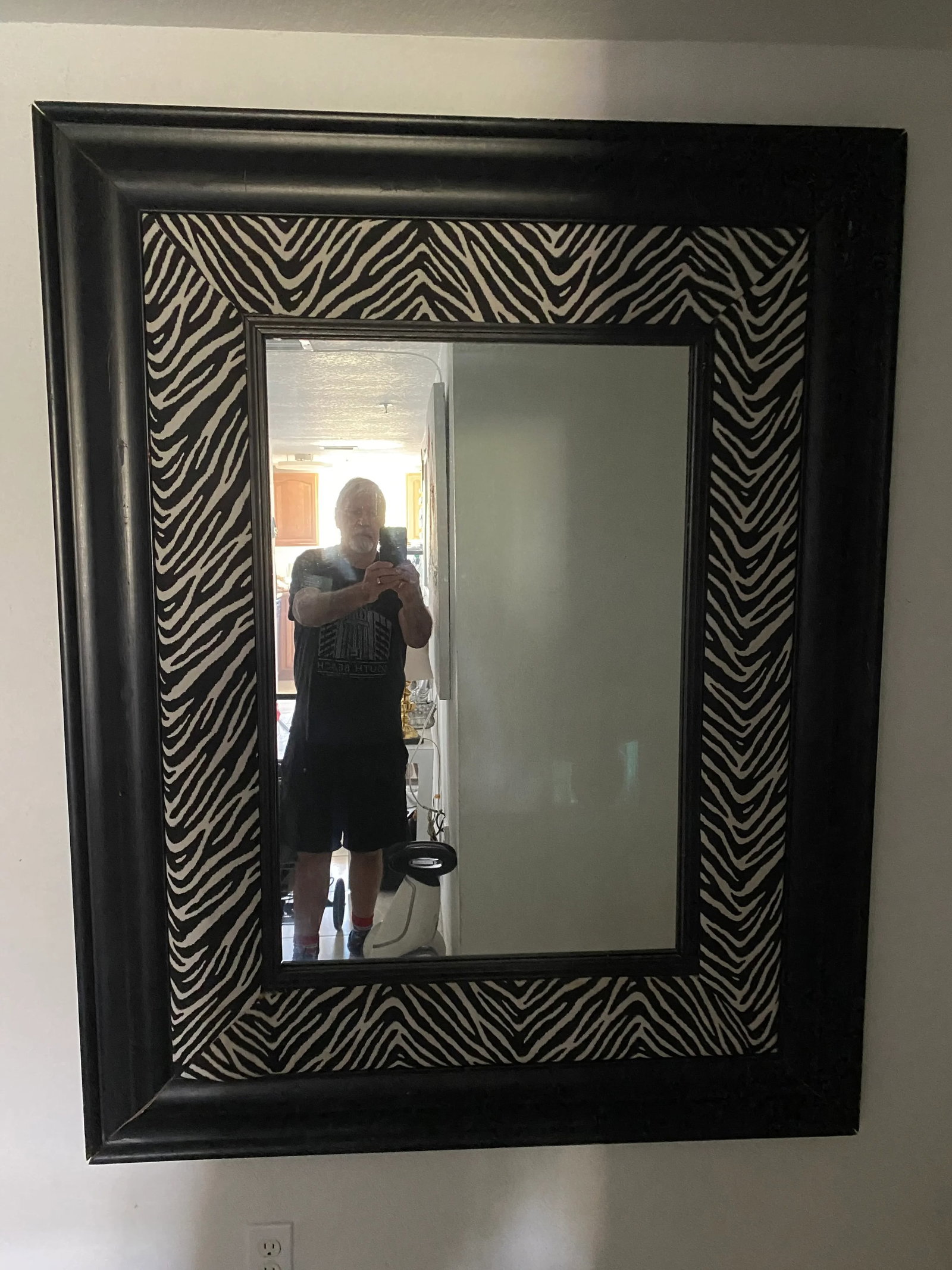 1970s Large Anthony Redmille Style Faux Zebra Mirror - 7