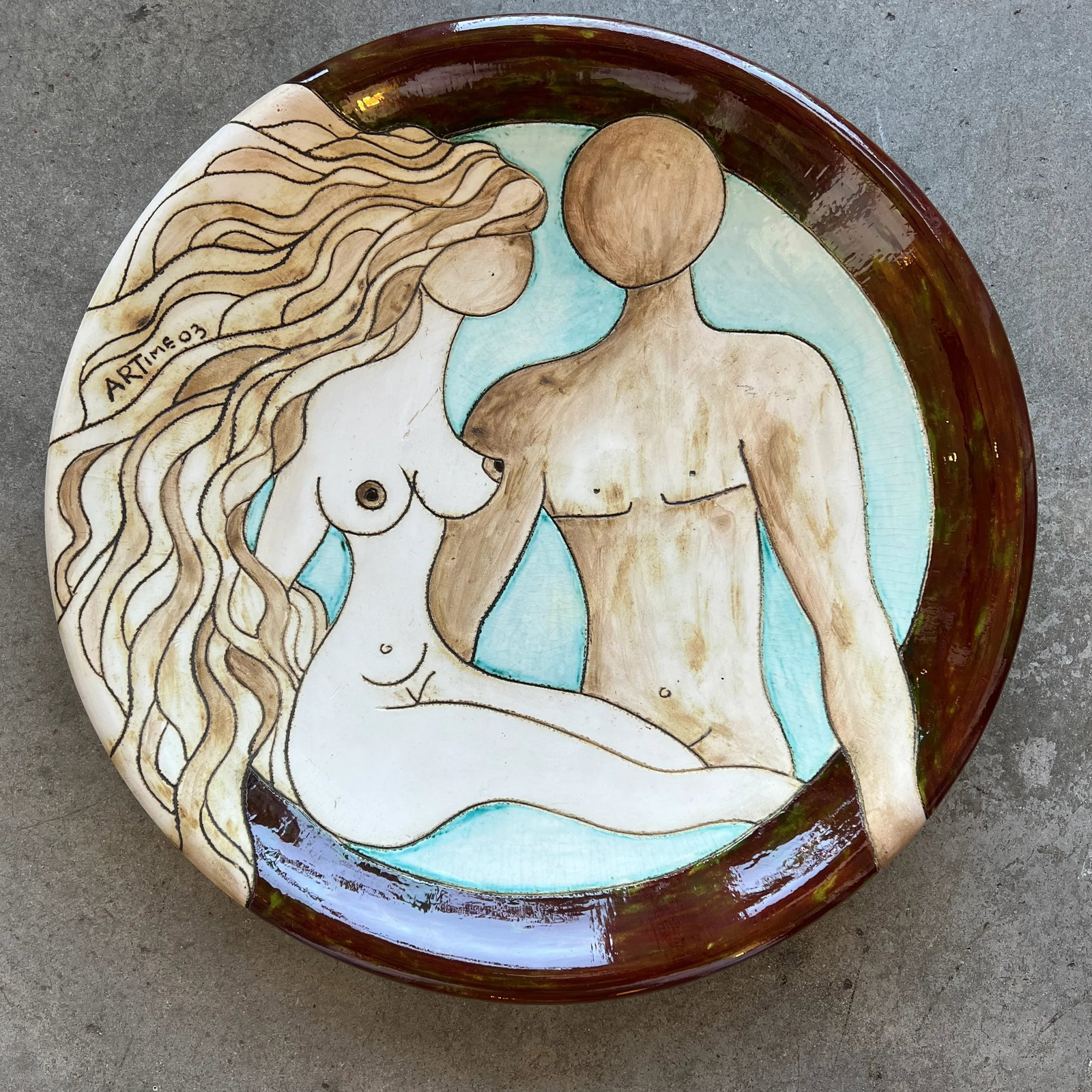 Large Ceramic Platter/ Bowl Signed Artime 03 - 13