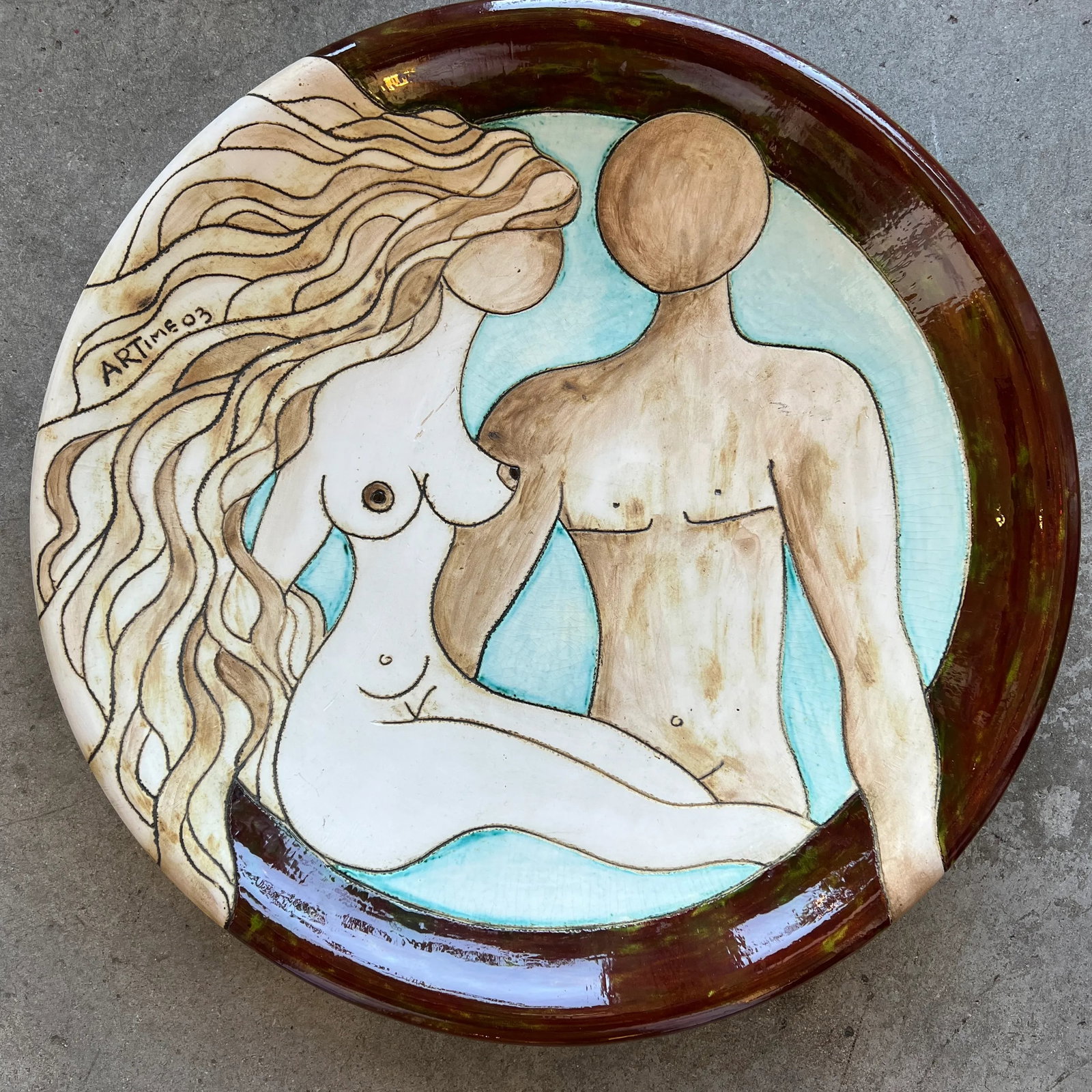 Large Ceramic Platter/ Bowl Signed Artime 03 - 6