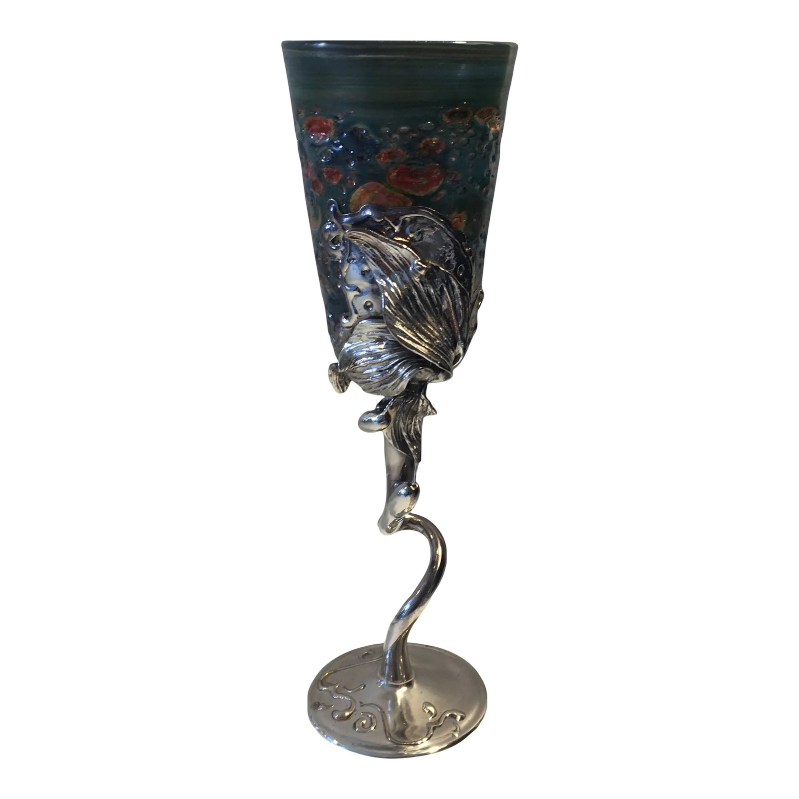 Finely Blown Glass and Silver Metal Goblet (1 of 11)