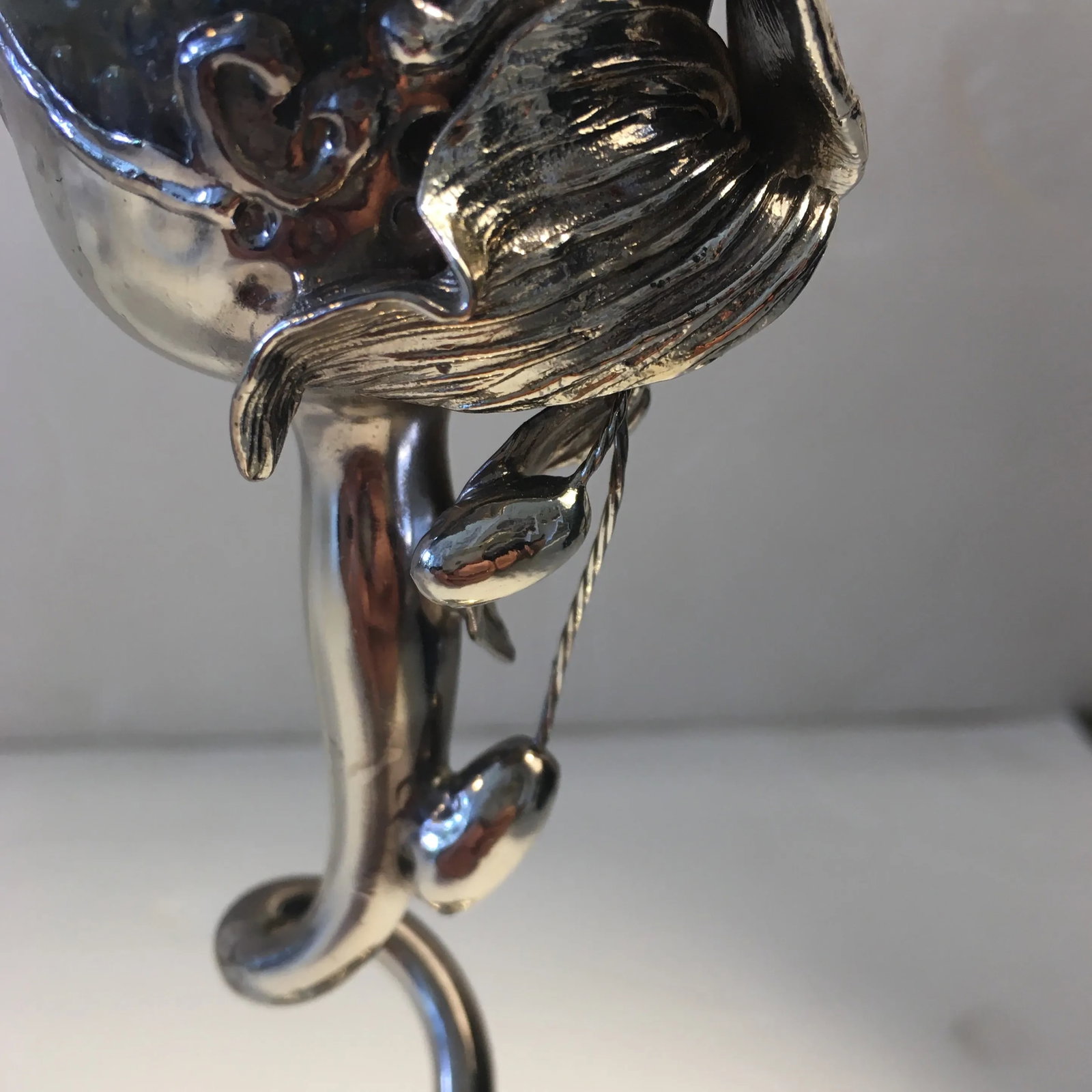 Finely Blown Glass and Silver Metal Goblet - 3