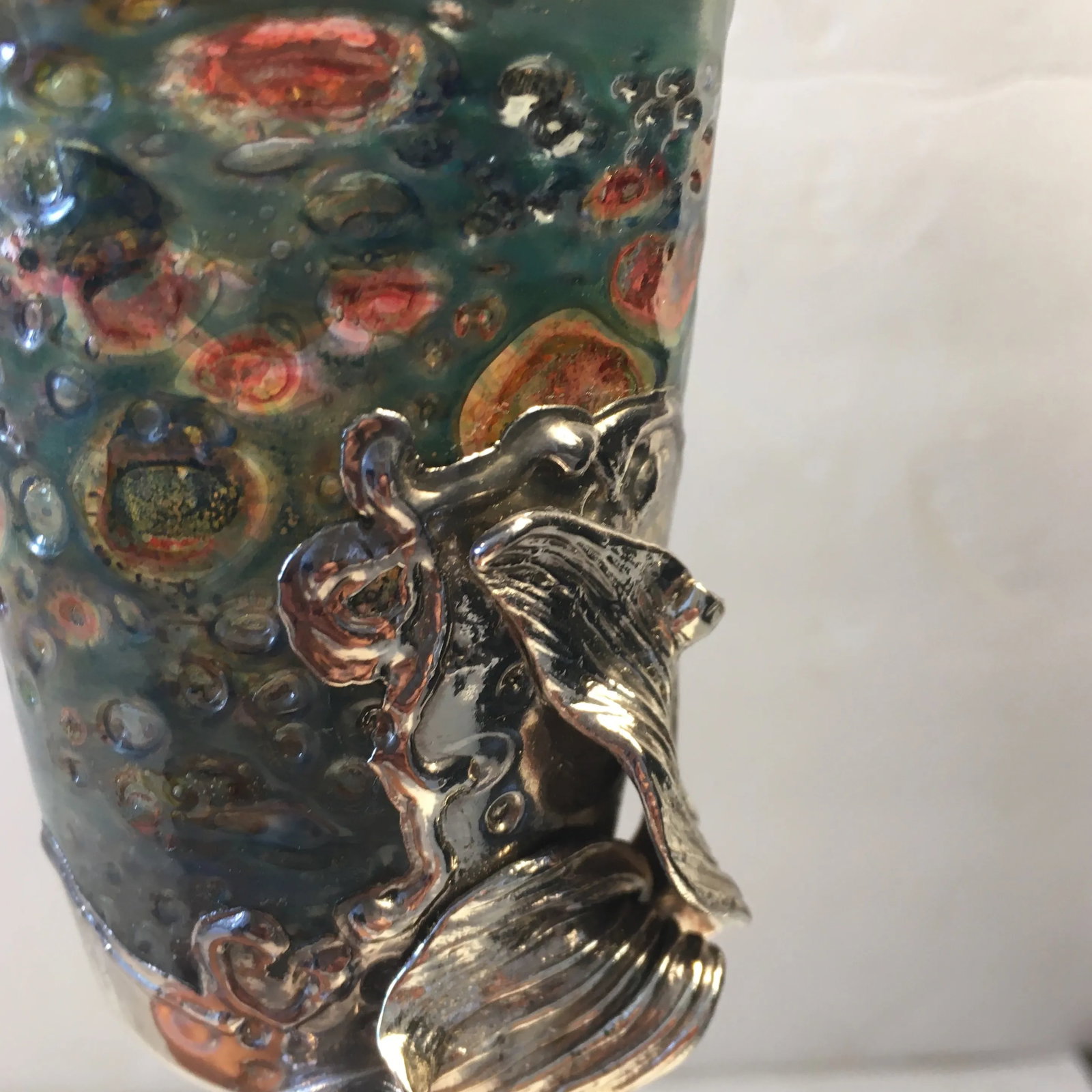 Finely Blown Glass and Silver Metal Goblet - 4