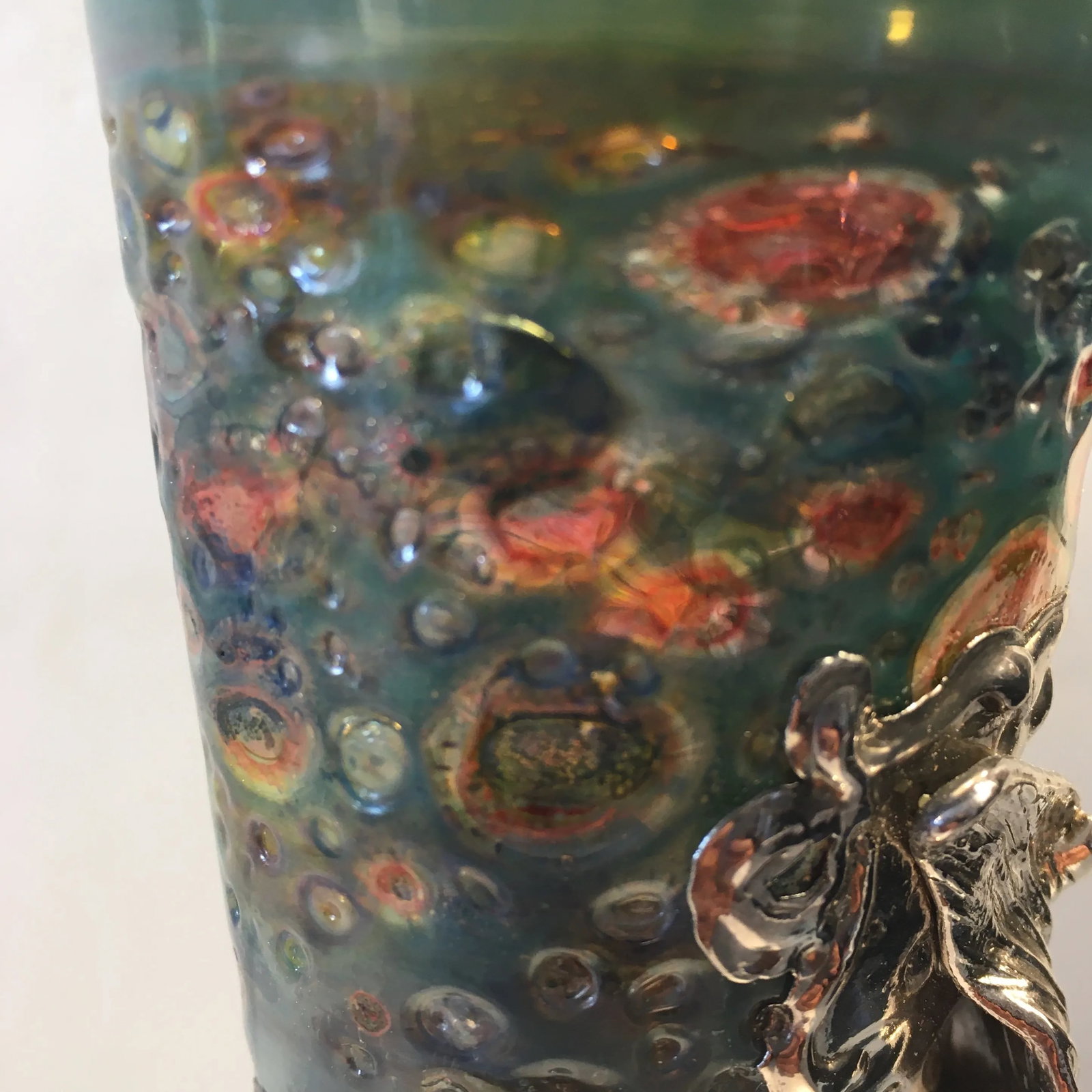 Finely Blown Glass and Silver Metal Goblet - 5