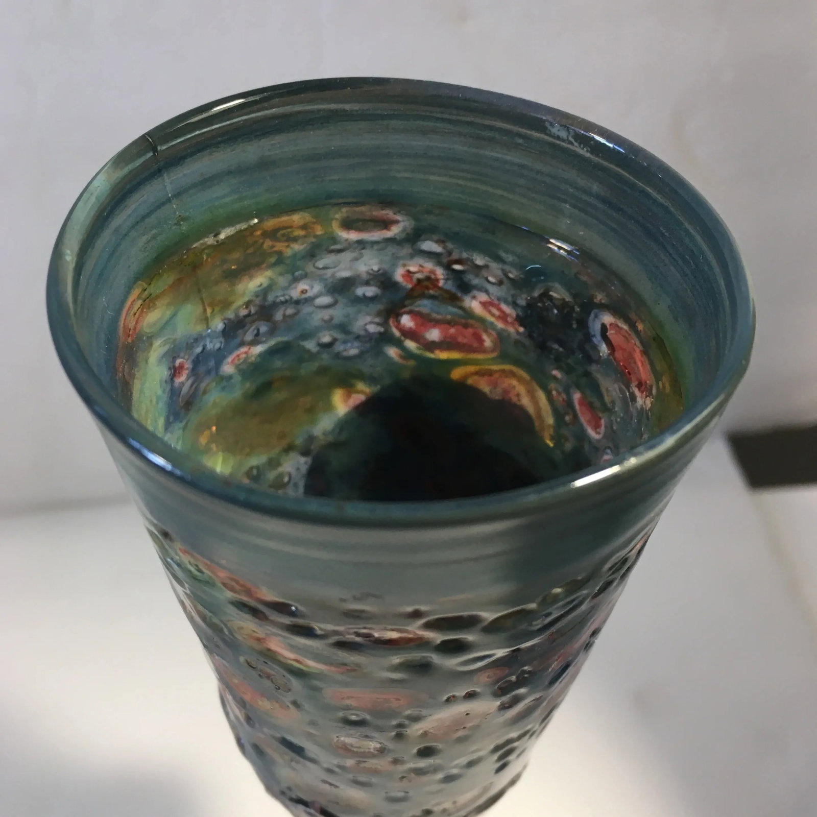 Finely Blown Glass and Silver Metal Goblet - 7
