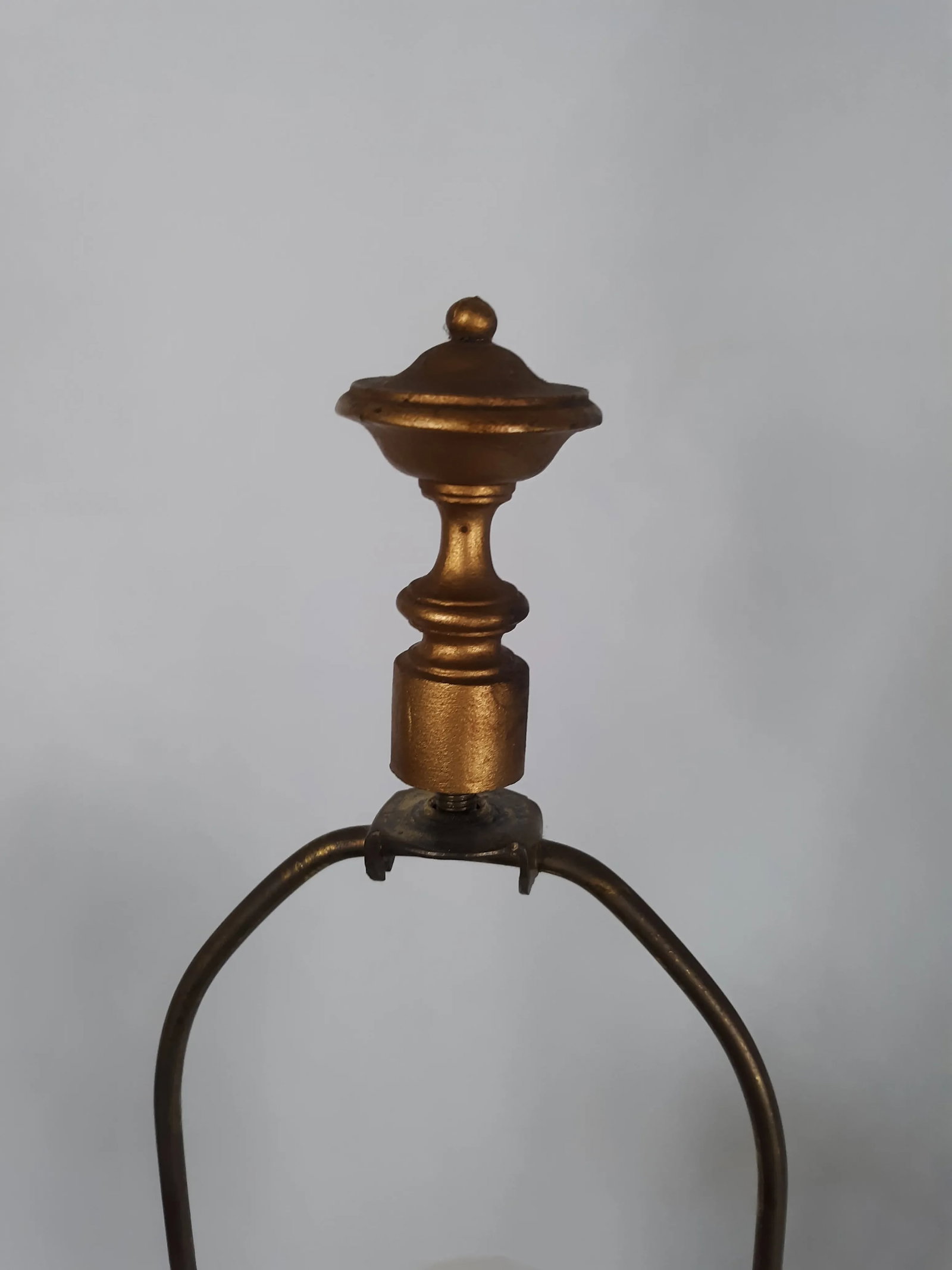 Vintage Blue Glass and Tole Covered Brass Lamp - 8