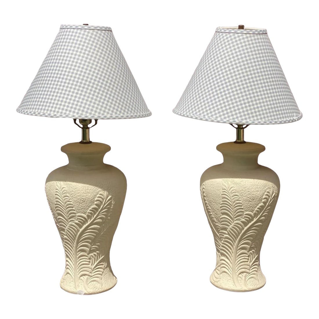 1980s Tropical Tan Ceramic Plaster Table Lamps - a Pair (1 of 7)