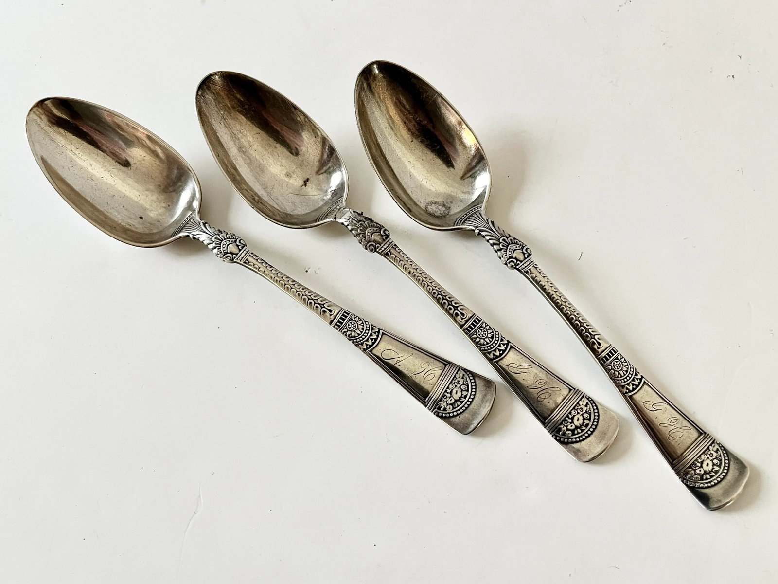 1880s Gorham "Empress" Sterling Silver Aesthetic Movement Spoons - Set of 3 - 8