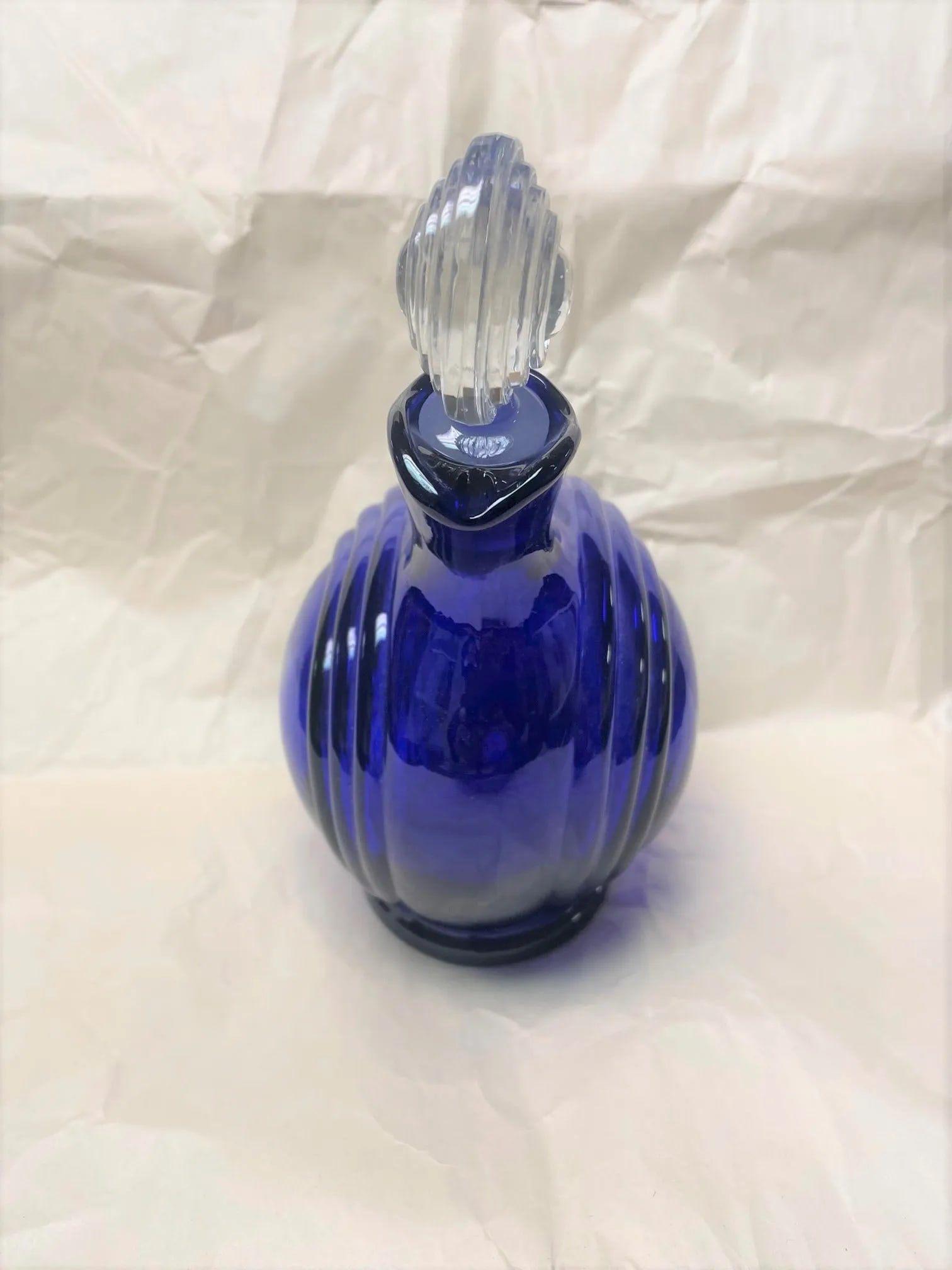 Vintage 1930s Cobalt Blue Glass Art Deco/Moderne Tilt Ball Decanter - 3