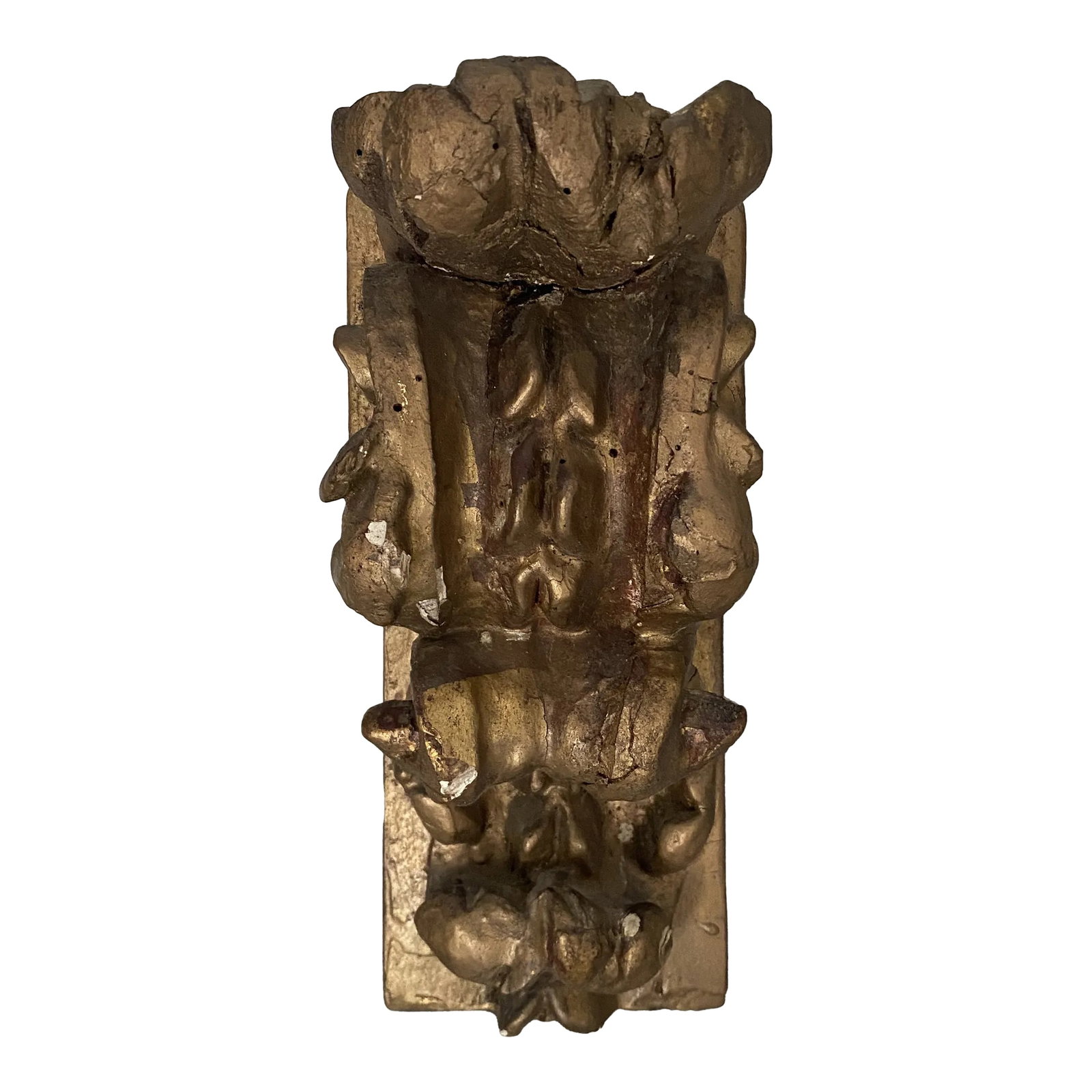Antique Late 19th Century Gold Wooden Wall Bracket: This great wall bracket is in carved wood with gesso and gold leaf gold paint and showing lots of age I believe it to be antique turn-of-the-century Condition: Alterations: Restored Imperfections: Som