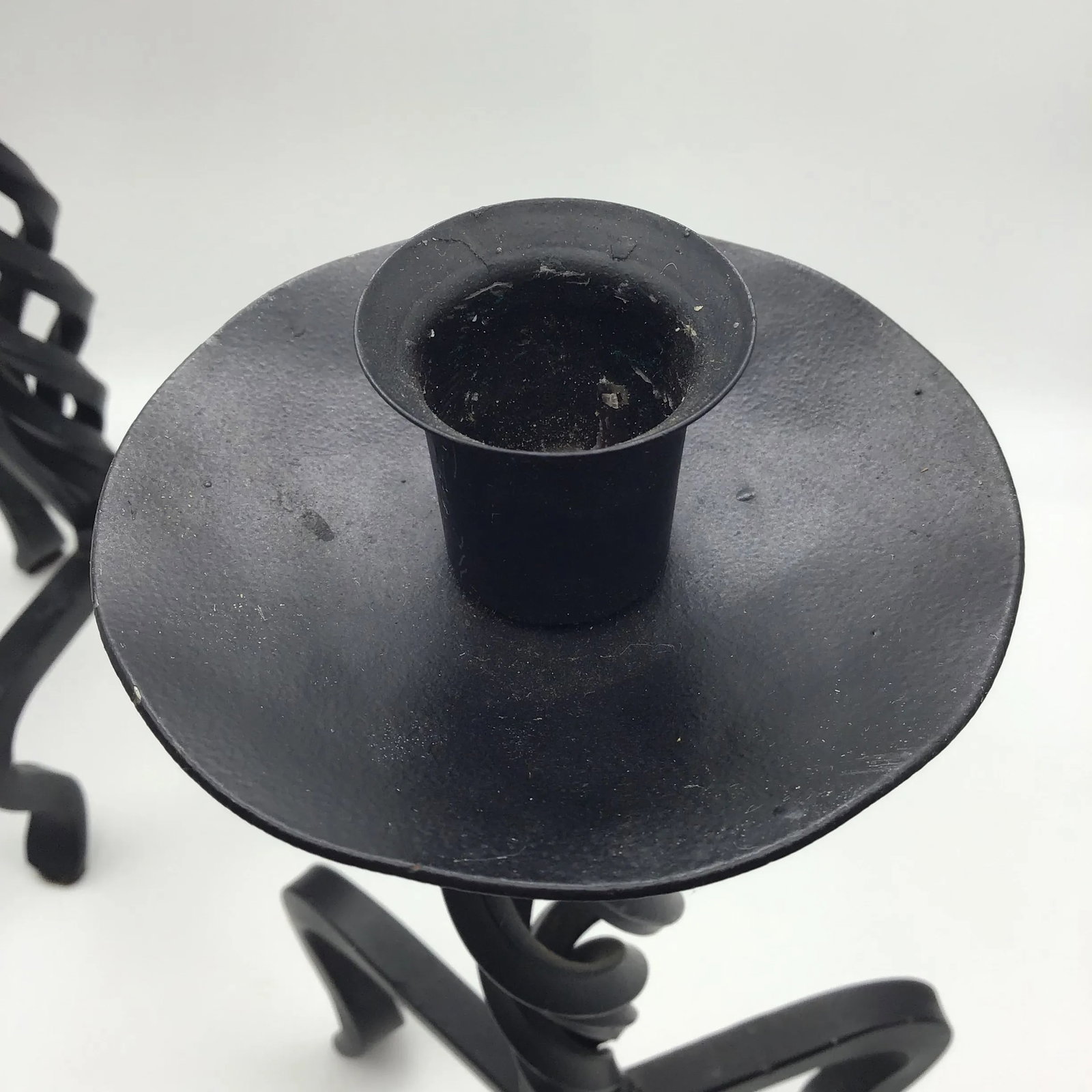 Vintage Brutalist Hand Wrought Twisted Iron Candle Holders Forged Hand Wrought Iron Brutalist Pair o - 4