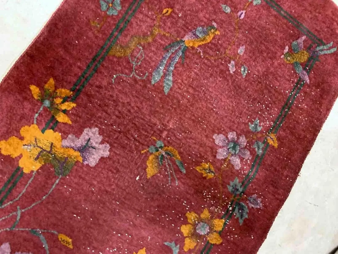 1920s Handmade Antique Art Deco Chinese Rug 3.1' X 5.2' - 3