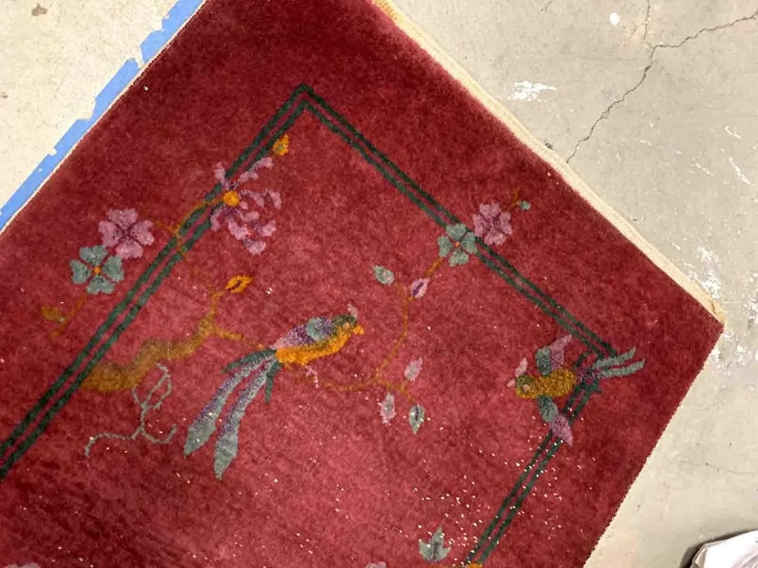 1920s Handmade Antique Art Deco Chinese Rug 3.1' X 5.2' - 5