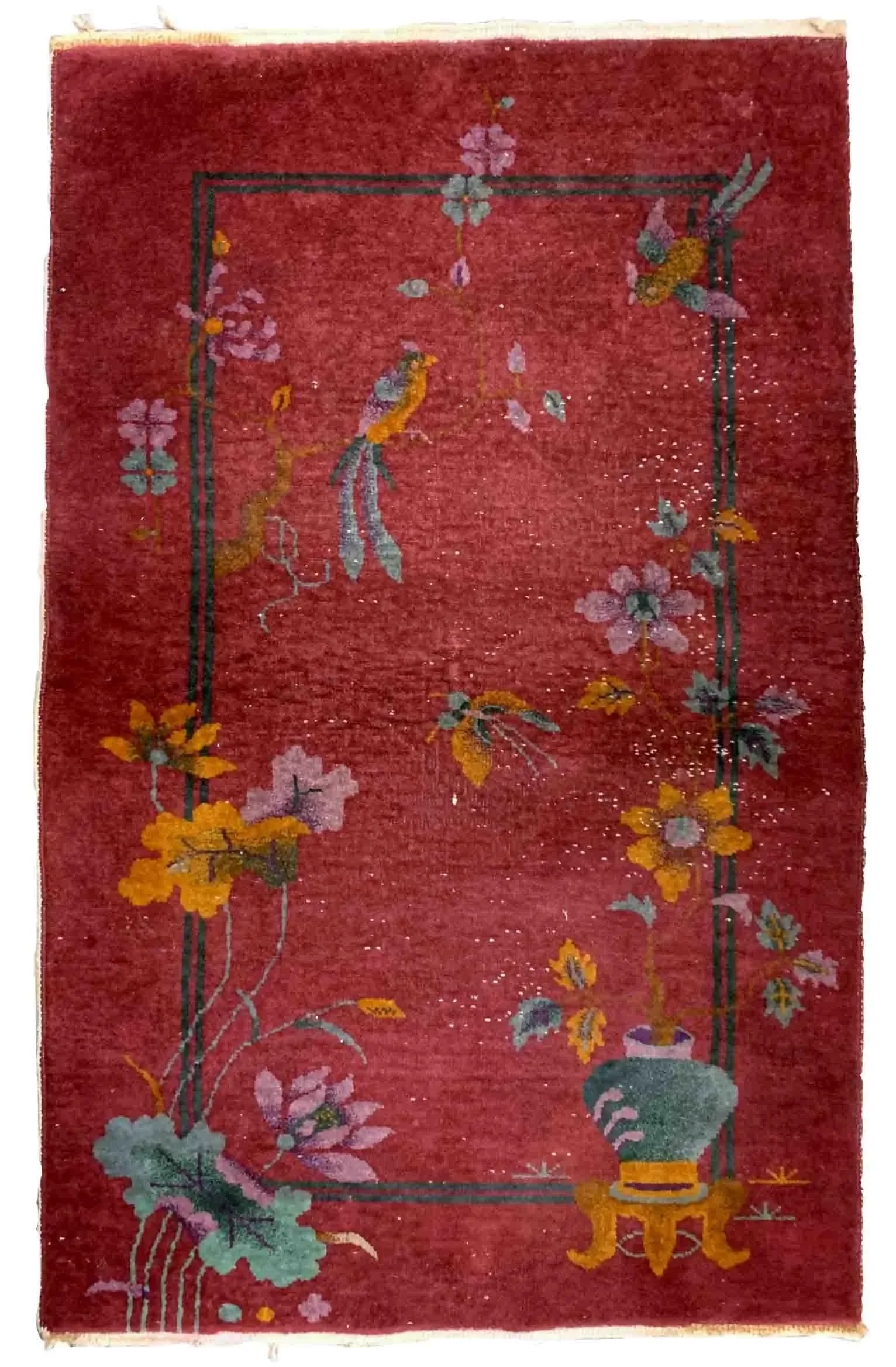 1920s Handmade Antique Art Deco Chinese Rug 3.1' X 5.2' - 8