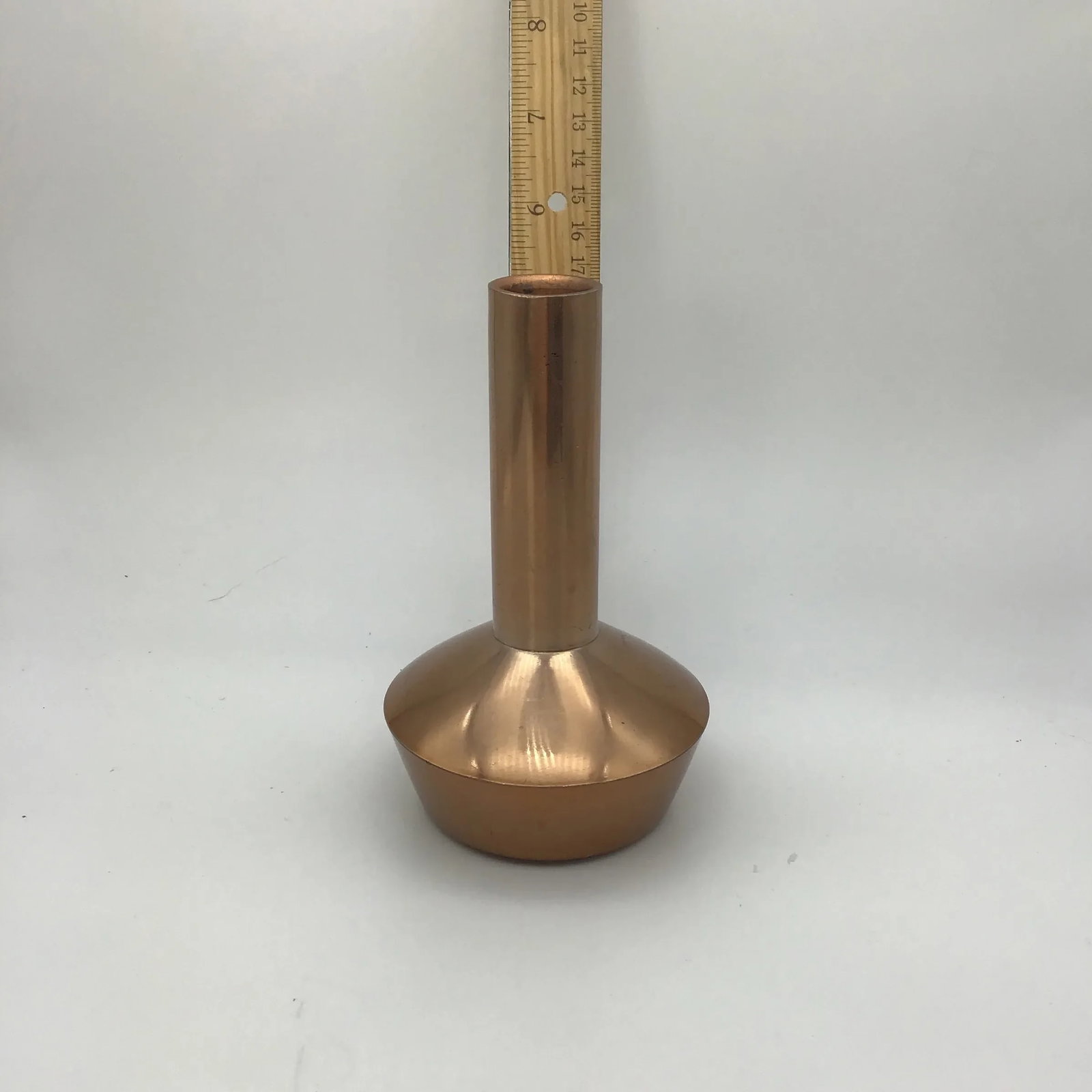 Copper Danish Denmark Nordic Modern MCM Copper Vintage Set of 2 Danish Modern Candle Holders Weighte - 7