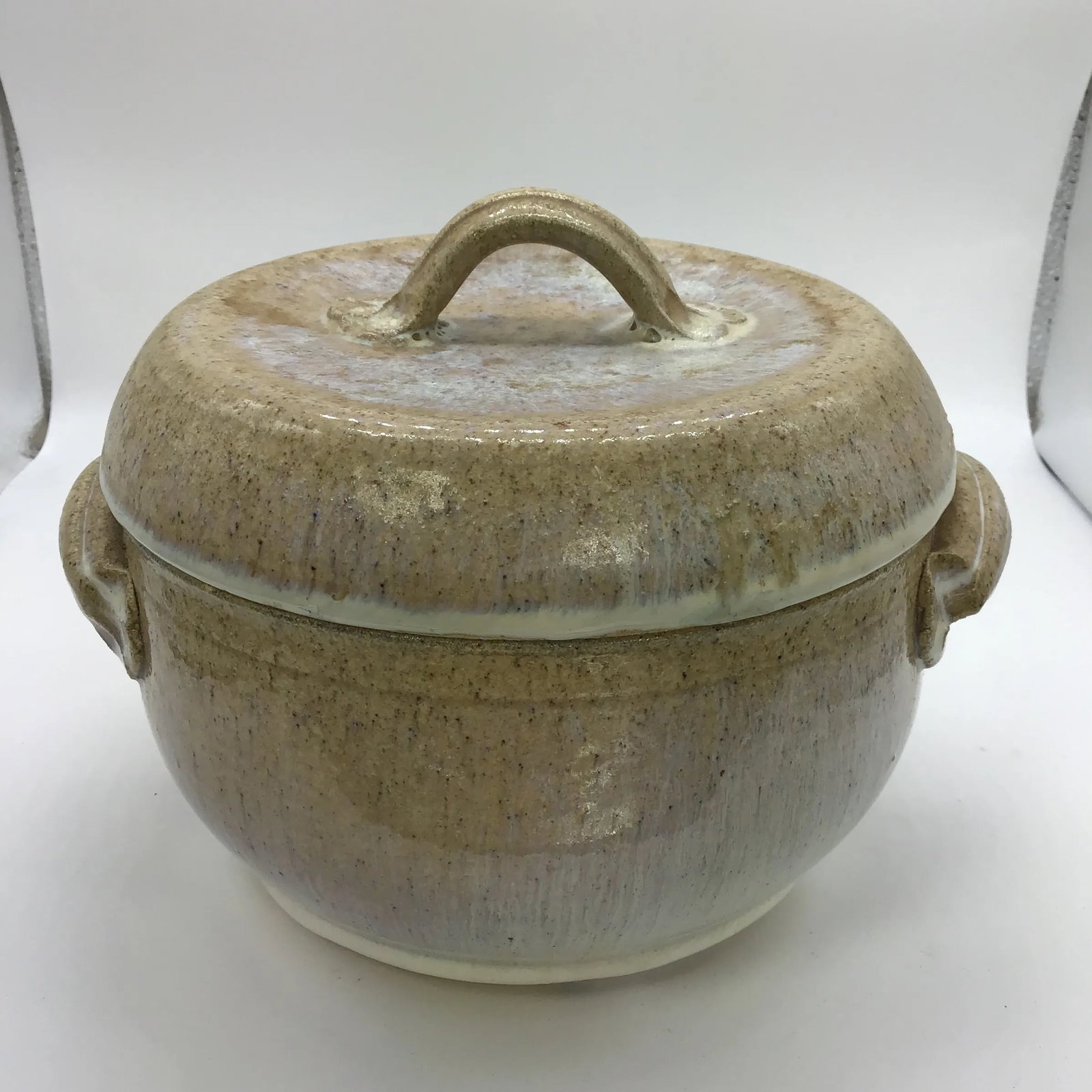 Signed Stoneware Lidded Crock Cookware Vintage Rustic Ceramic Pottery Lidded Fired Dish 1974 Signed - 12