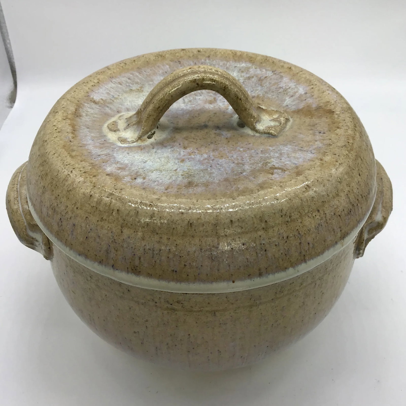 Signed Stoneware Lidded Crock Cookware Vintage Rustic Ceramic Pottery Lidded Fired Dish 1974 Signed - 5