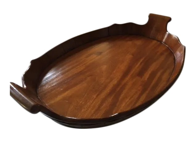 George III Oval Mahogany Tray With Fluted Edge: Large George III Oval Mahogany Tray With Fluted Edge. Good condition consistent with age and use. A very small area where the wood is slightly marked is seen in the last photo. Condition: Alterations: