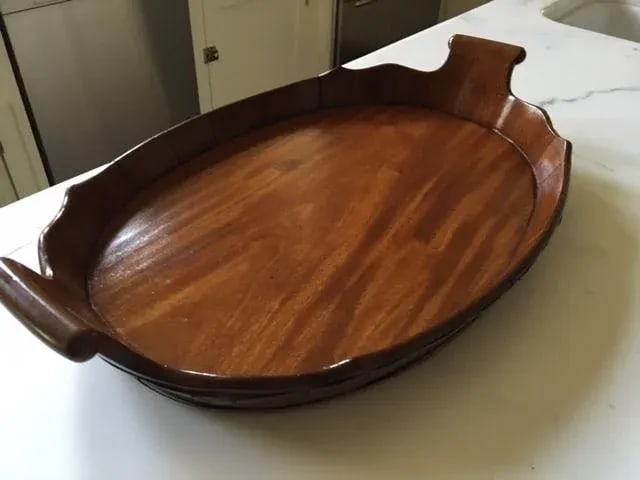 George III Oval Mahogany Tray With Fluted Edge - 2