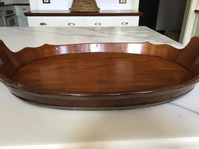 George III Oval Mahogany Tray With Fluted Edge - 4