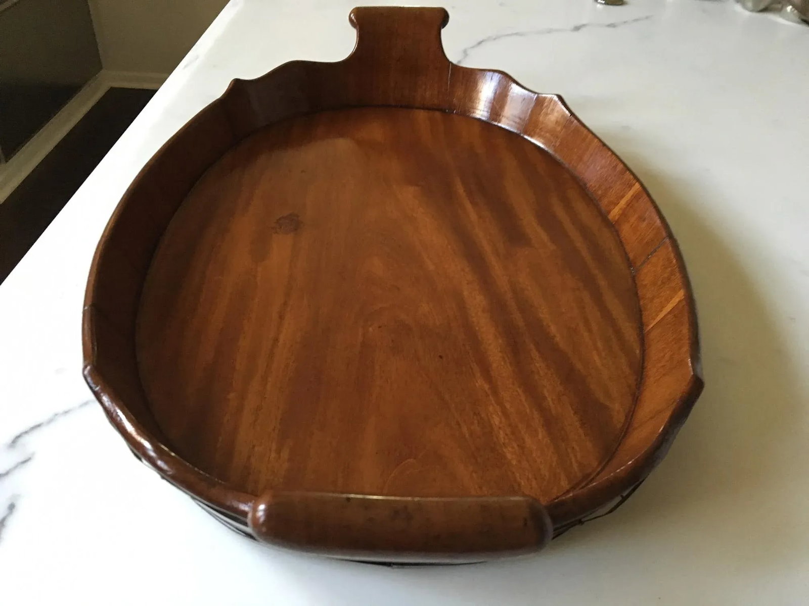 George III Oval Mahogany Tray With Fluted Edge - 5