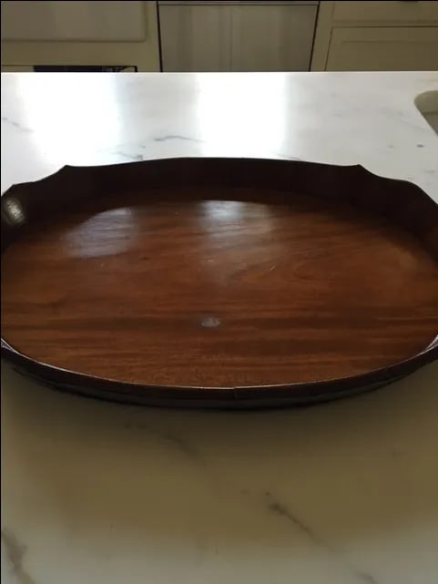 George III Oval Mahogany Tray With Fluted Edge - 6